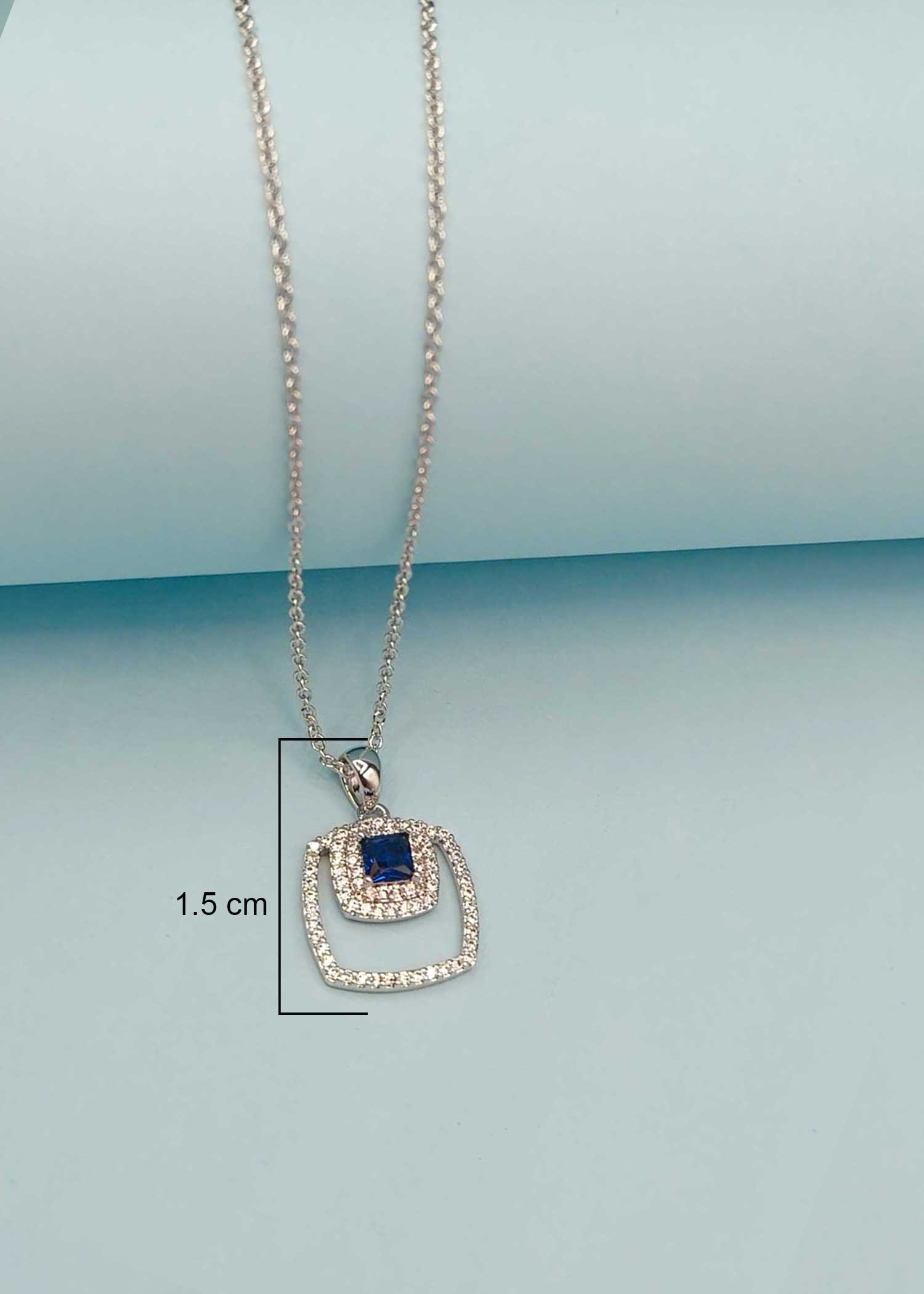 Cubic Zircon Square Pendant Set With Chain