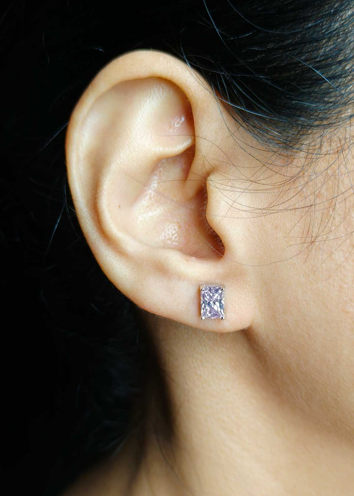 92.5 Sterling Silver White Stone Square Design Pendant Set