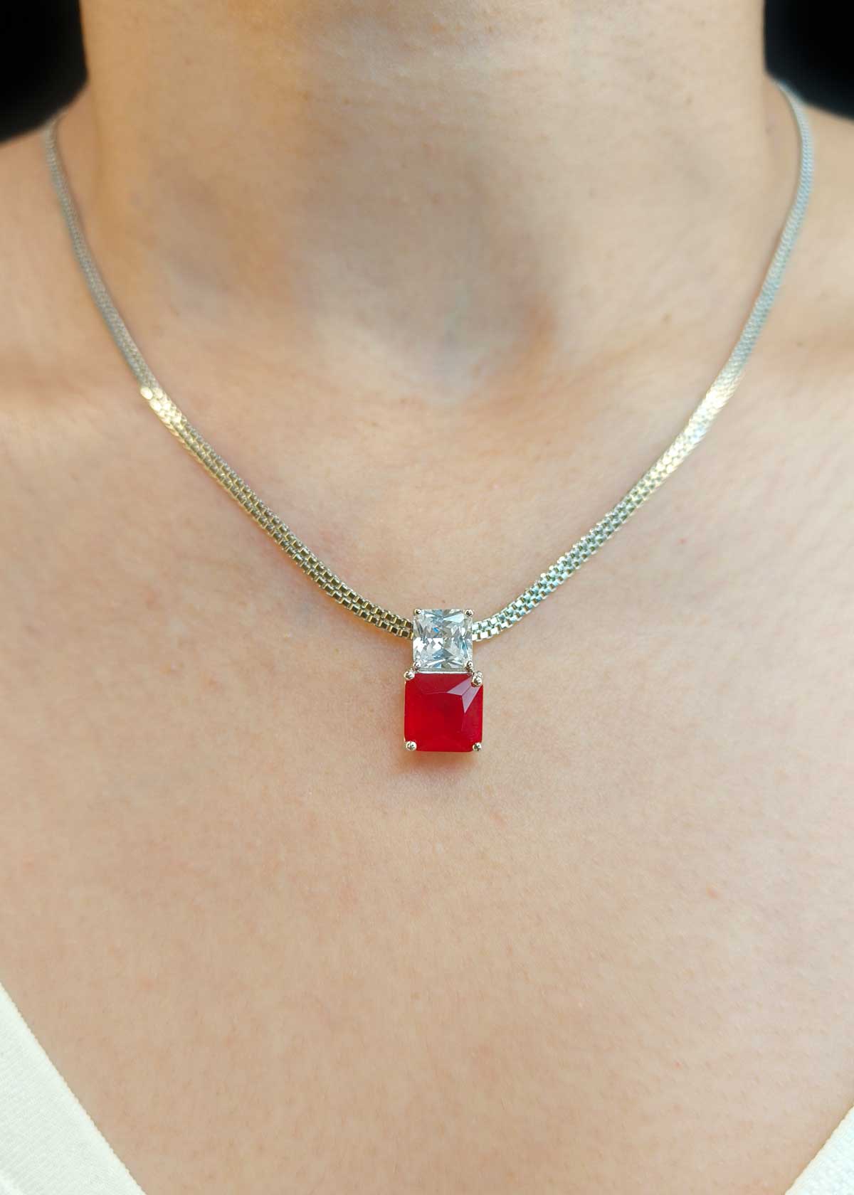 92.5 Sterling Silver Classy Solitaire Pendant Set