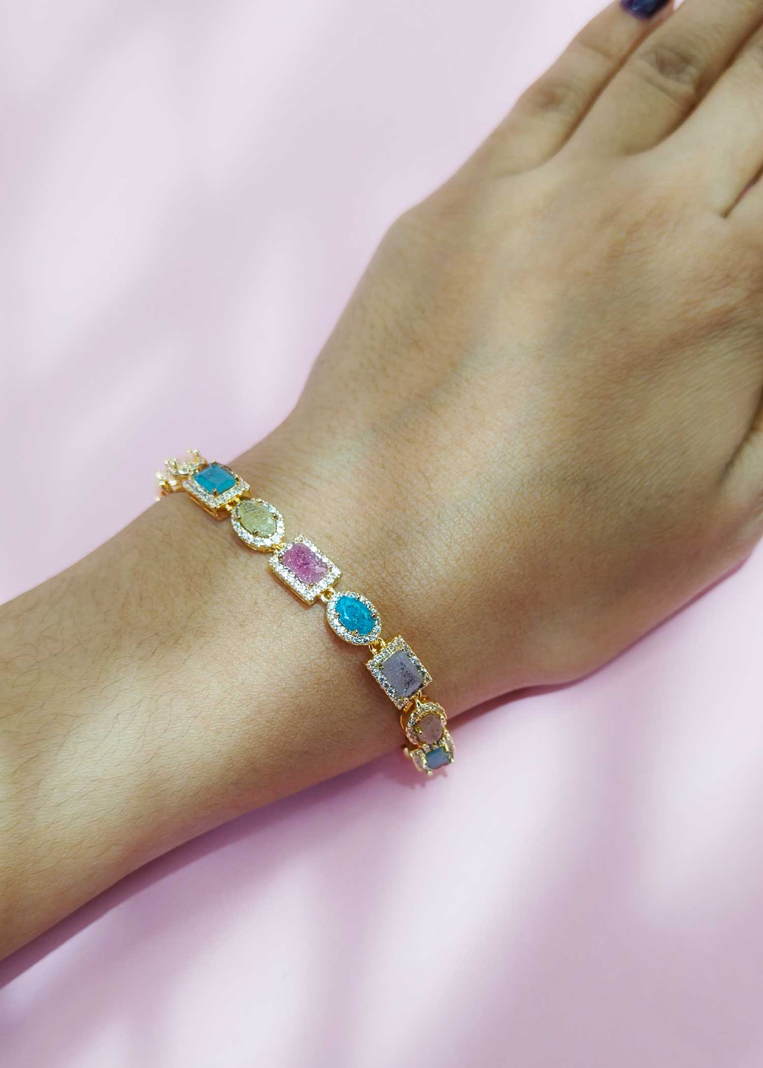 Cubic Zircon Rainbow Spectra Women Loose Bracelet