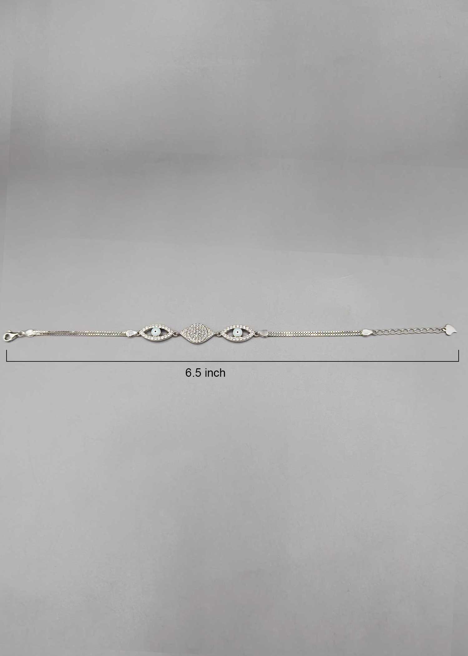 92.5 Sterling Silver Cubic Zircon Evil Eye Women Loose  Bracelet