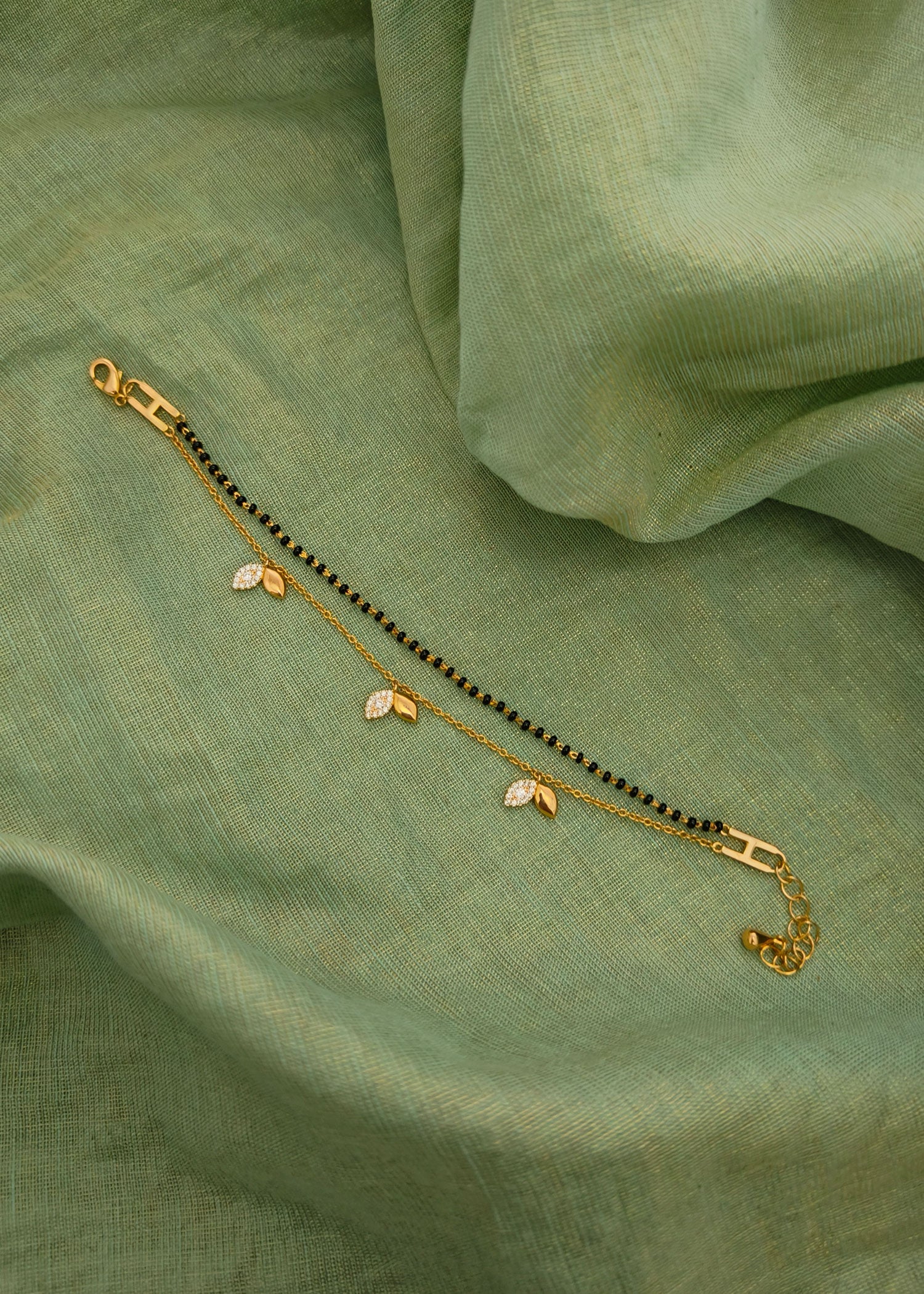 Zircon Gold Plated Hashtag Shape Mangalsutra Bracelet
