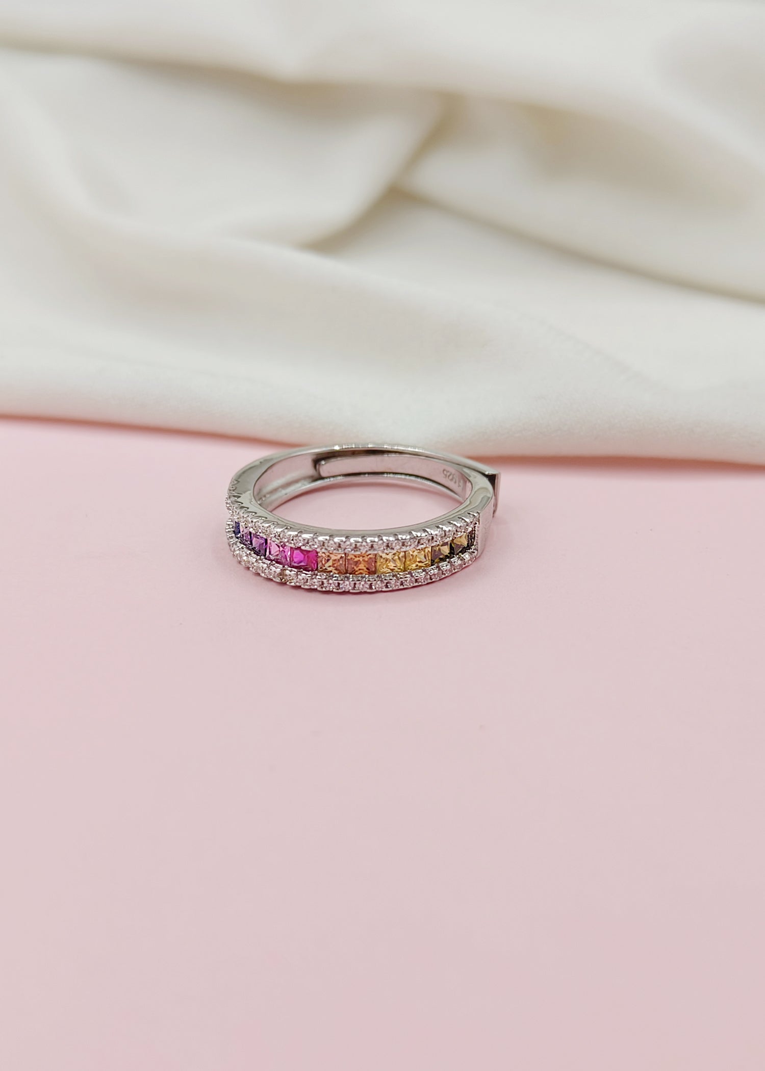 92.5 Sterling Silver Multicolor CZ Ring