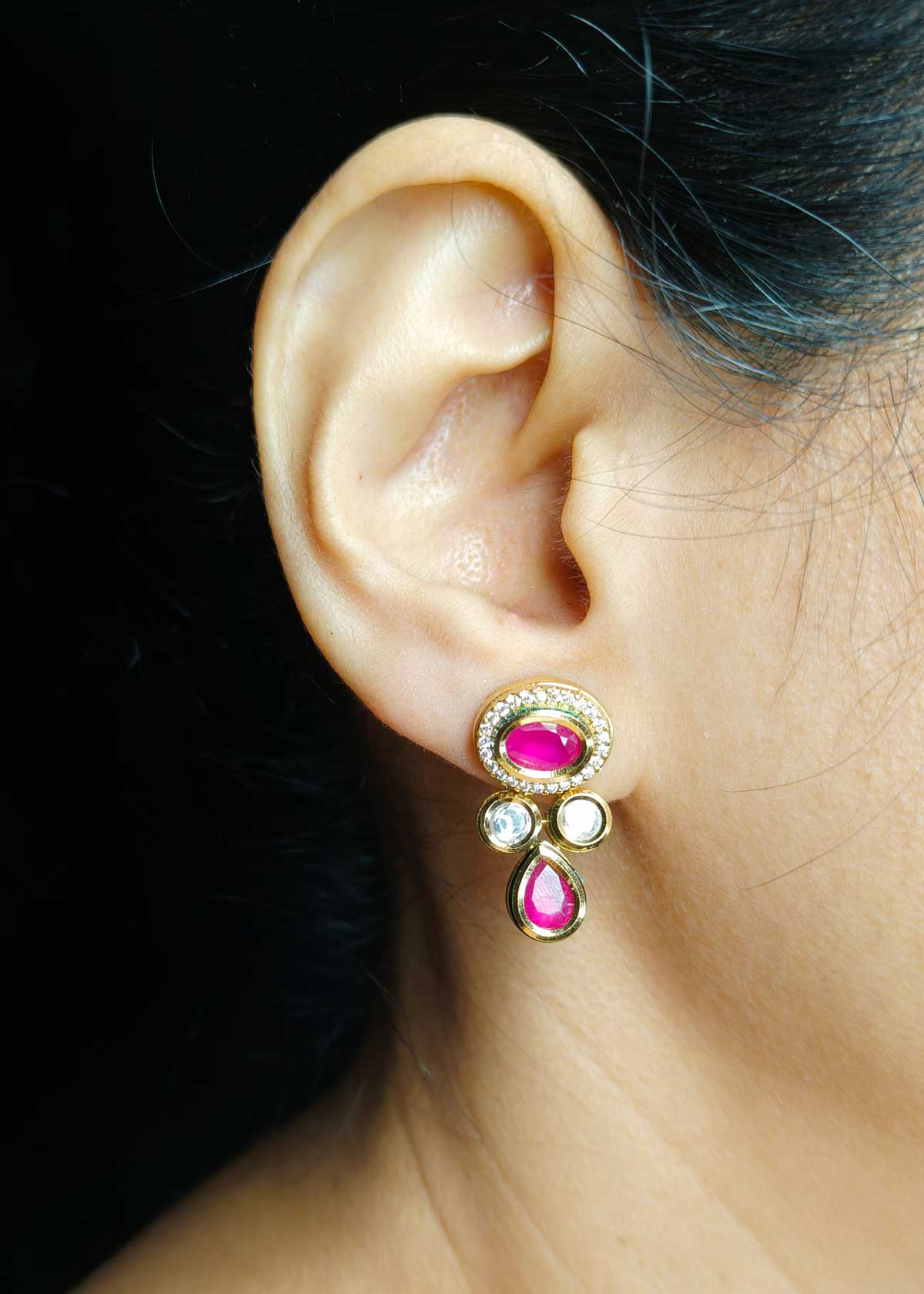 Classic Kundan Zircon Pendant Set With Chain