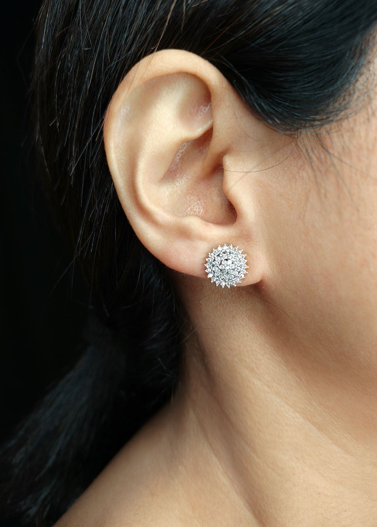 Round Tiny Zircon Stud Earring