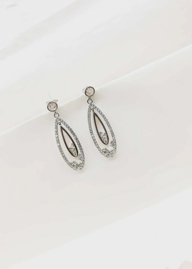 92.5 Sterling Silver Water Drop Cubic Zircon Earring