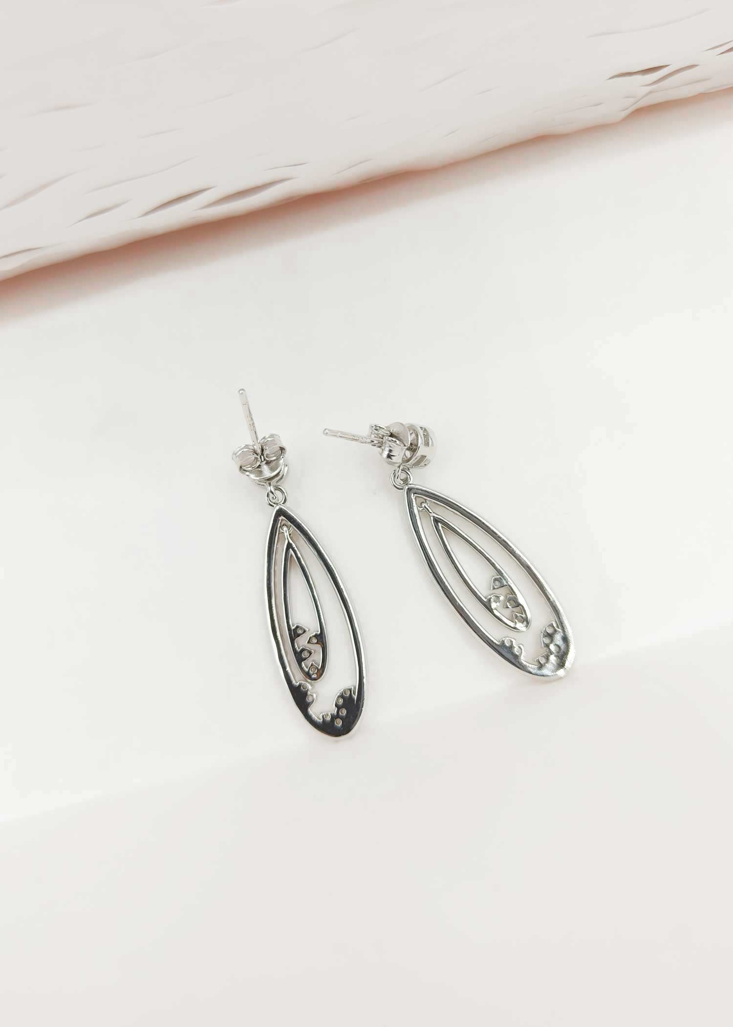 92.5 Sterling Silver Water Drop Cubic Zircon Earring