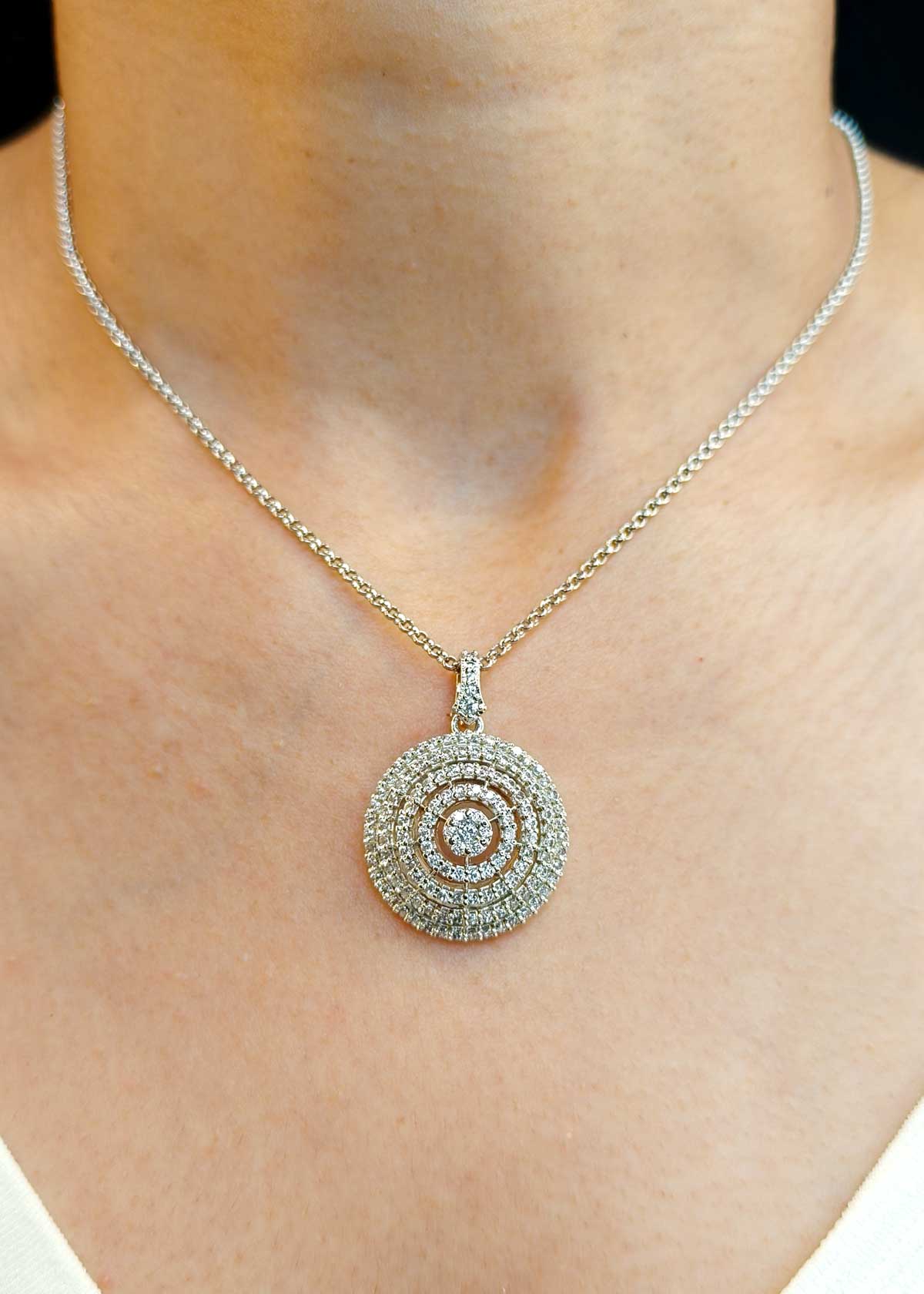 Cubic Zircon Designer Pendant Set+Chain Matching Earring Set