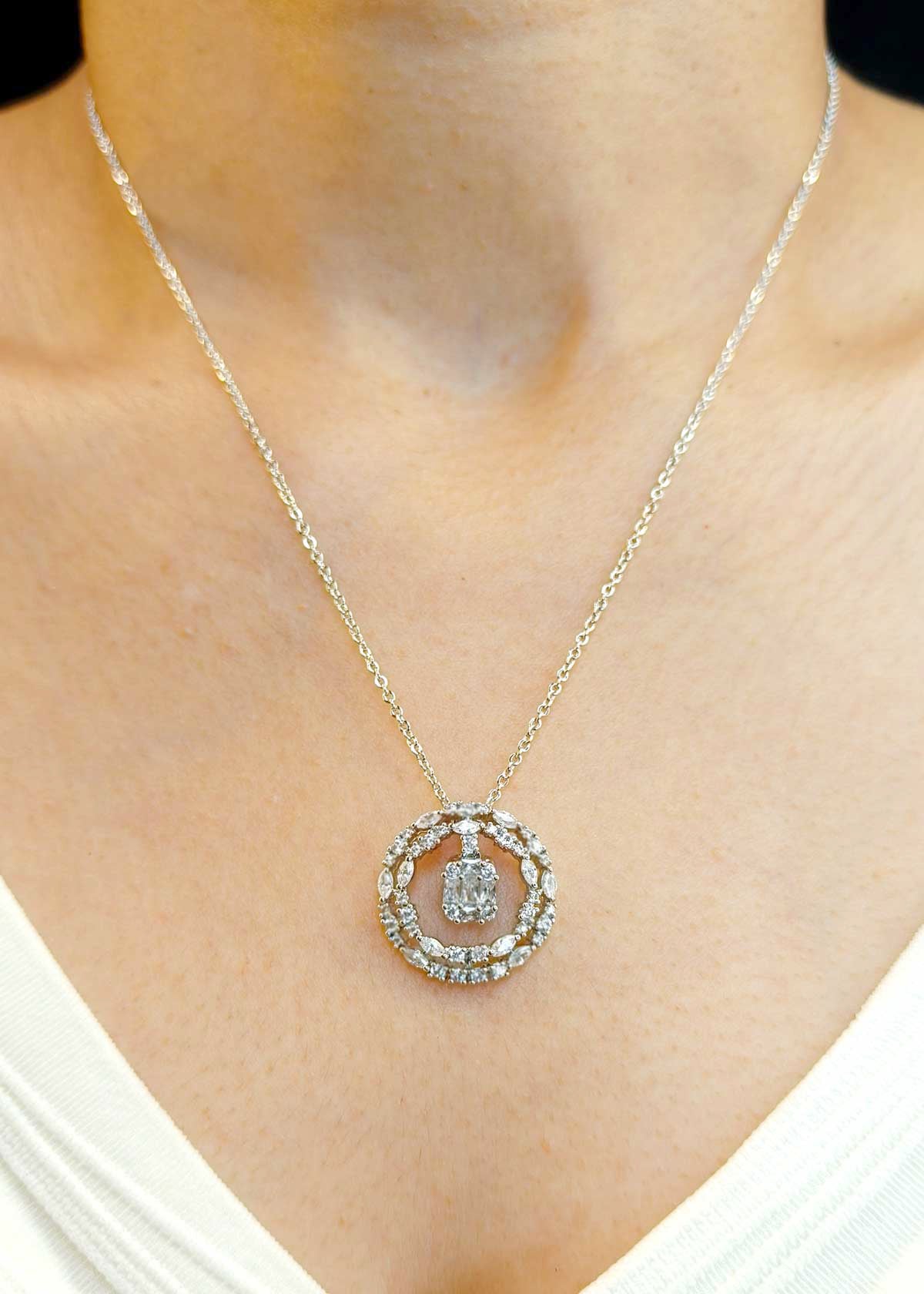 Silver Plated Cubic Zircon Pendant Set+Chain
