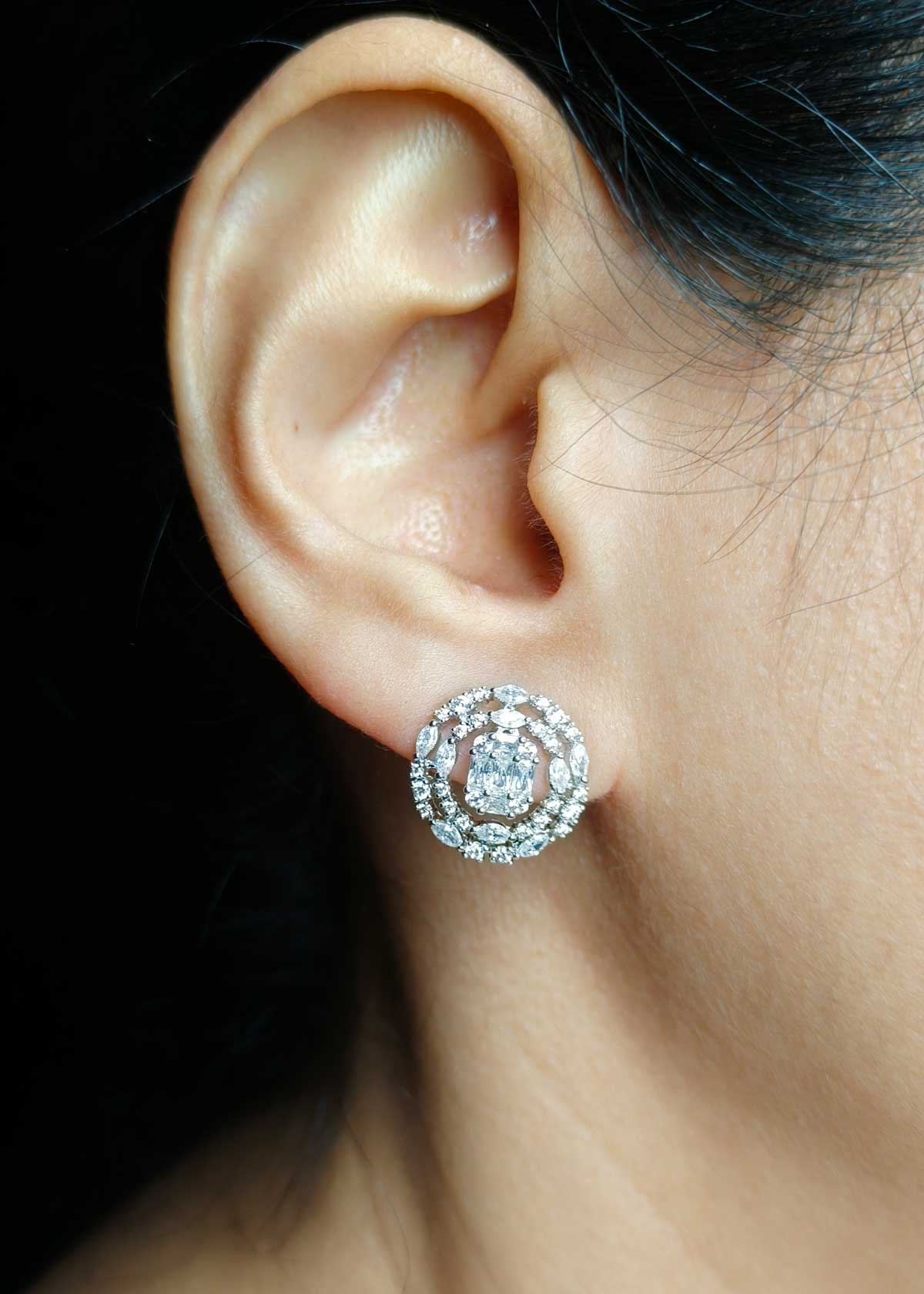 Silver Plated Cubic Zircon Pendant Set+Chain