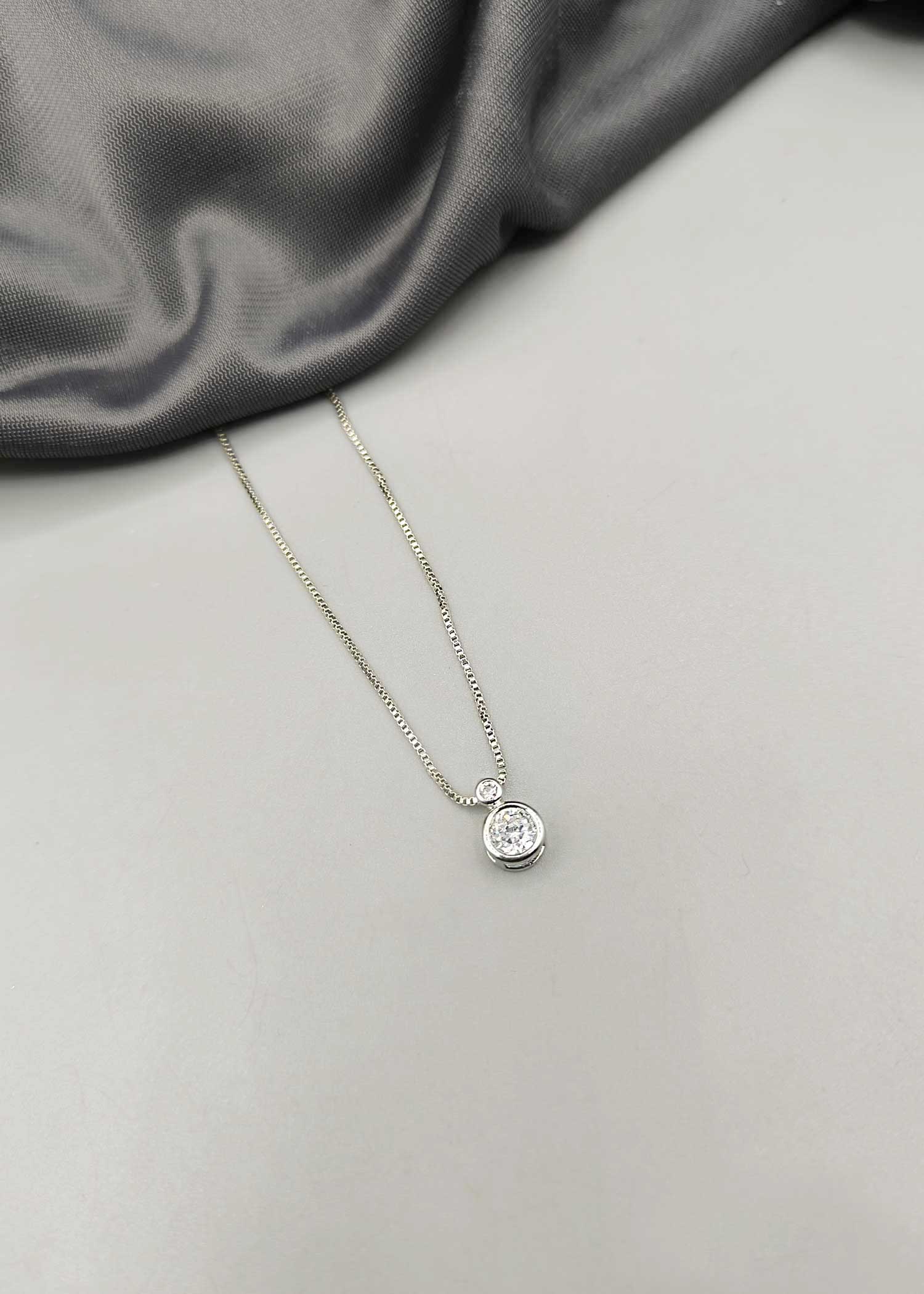 Silver Plated Delicate Diamond Pendant Set