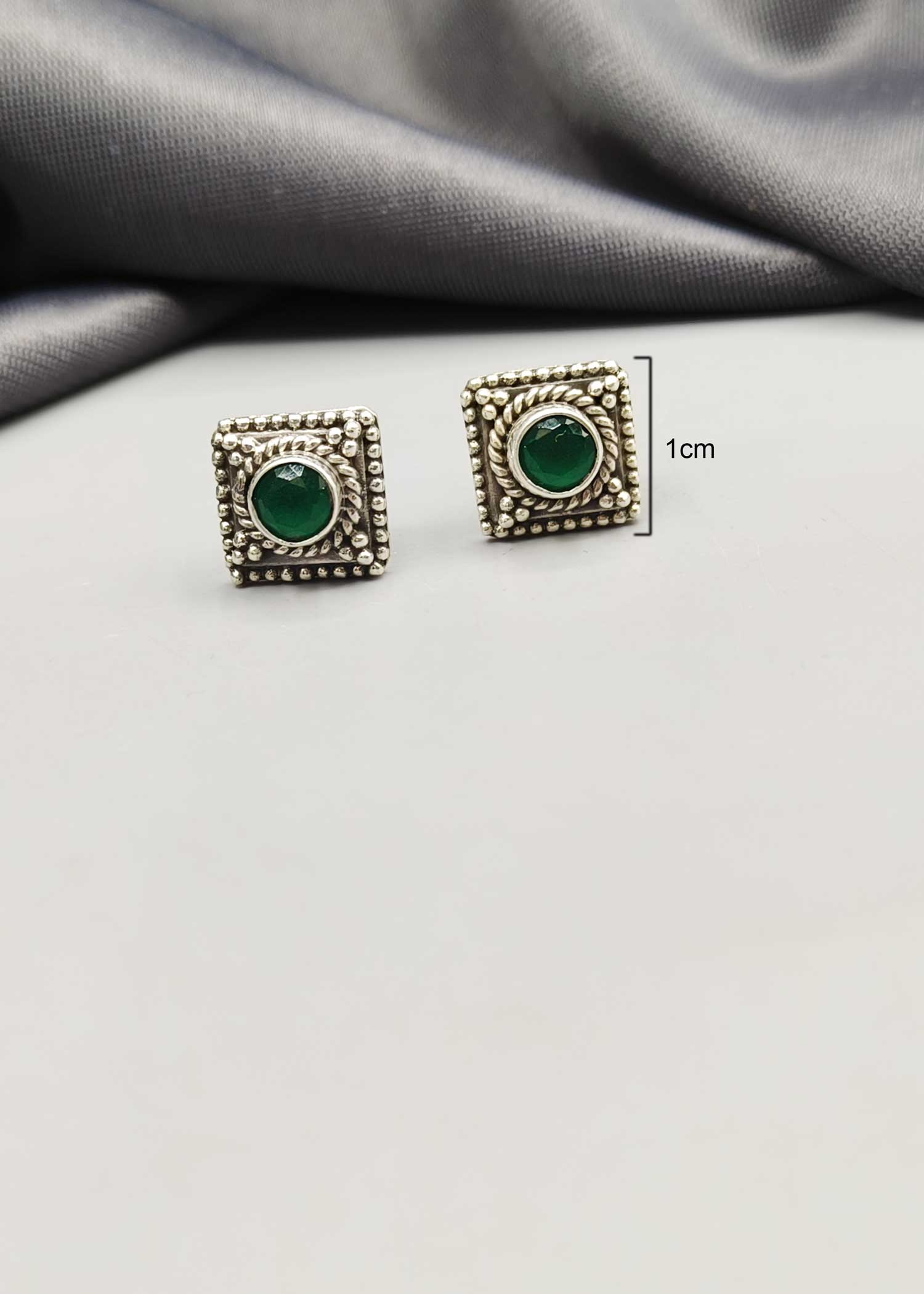 92.5 Sterling Silver Square Shape Stud Earring