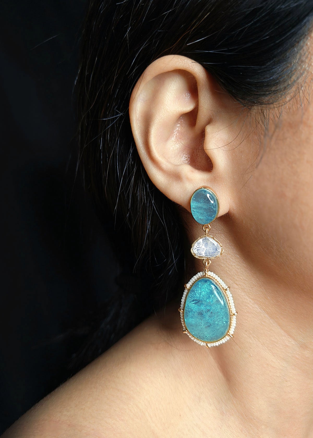Beautiful Dangles Kundan Earring With Small Moti