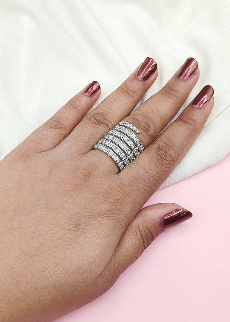 6 Lines Adjustable Diamond Finger Ring