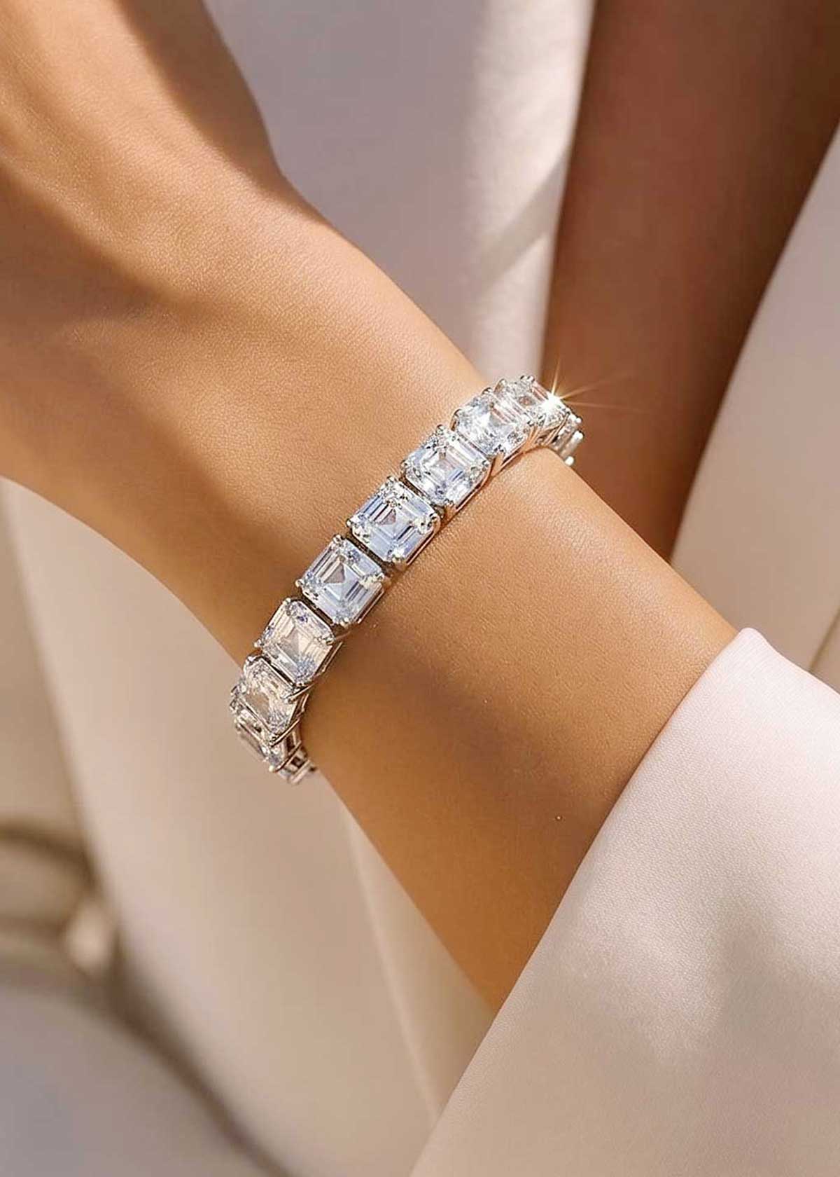Classic Square Diamond Tennis Loose Bracelet For Women