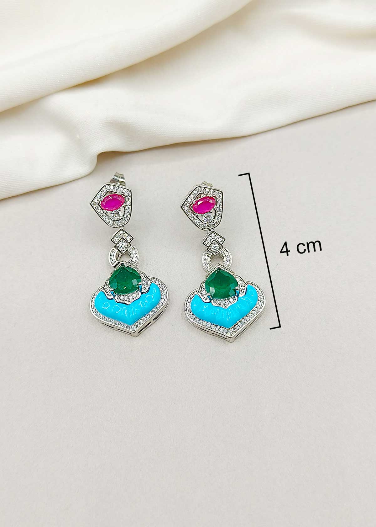 Cubic Zircon Blue Colour Designer Women Short Necklace Set With Finger Ring