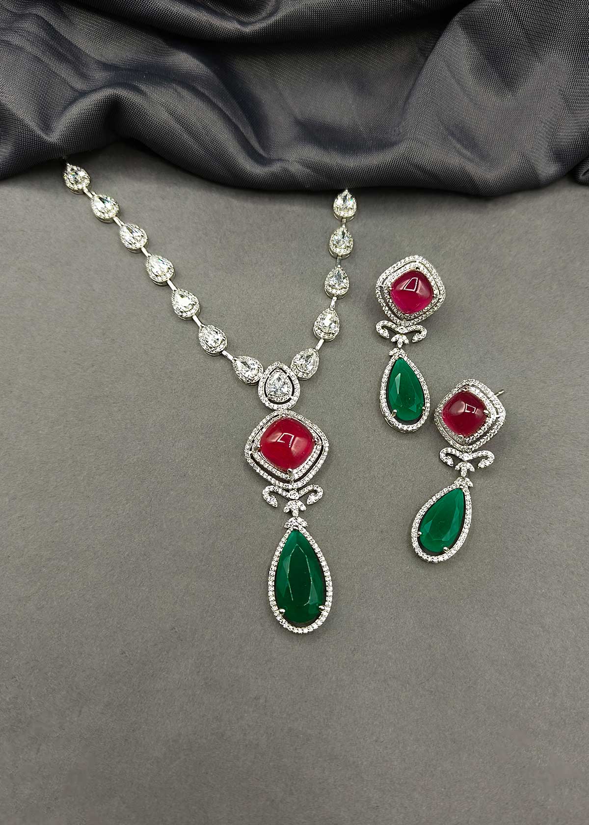 Delicate Colorful Cubic Zircon Designer Necklace Set