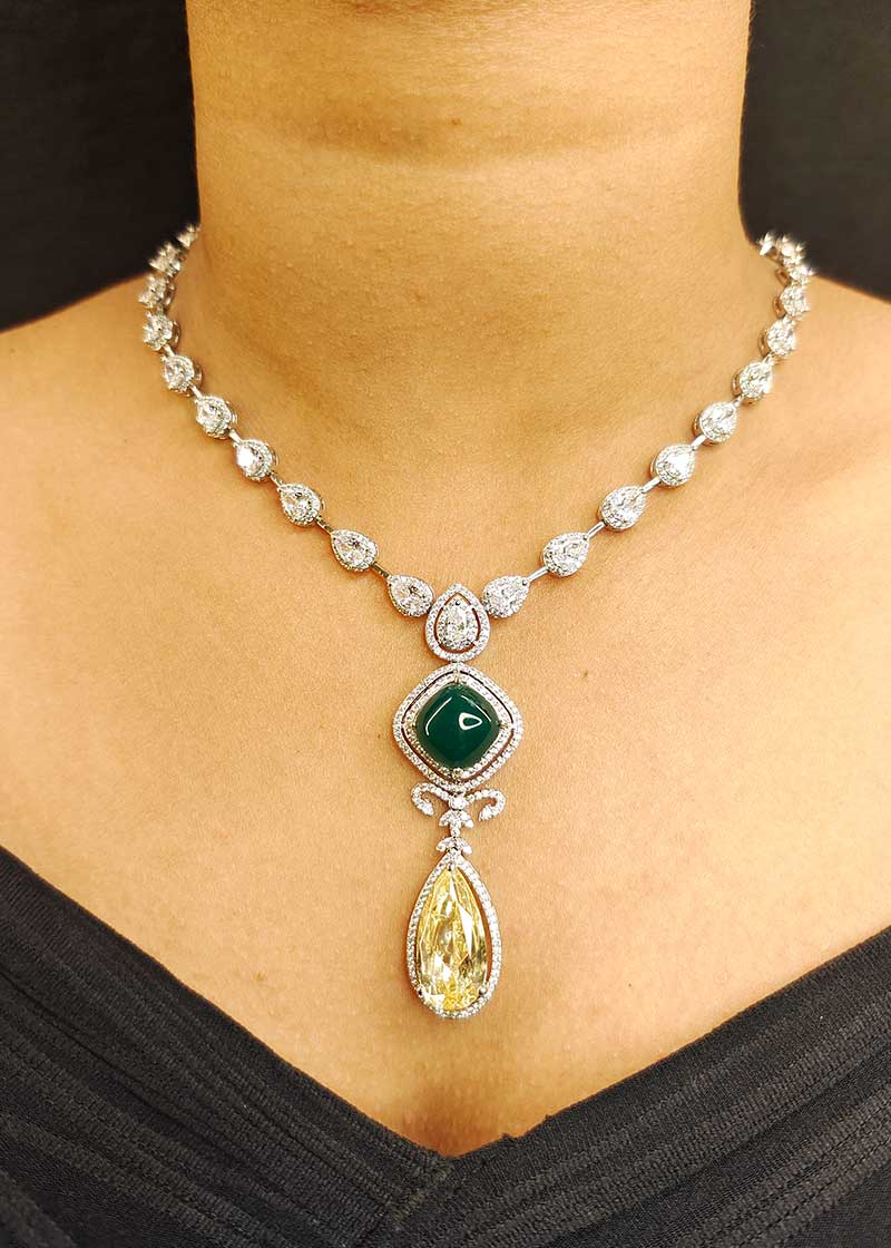 Delicate Colorful Cubic Zircon Designer Necklace Set