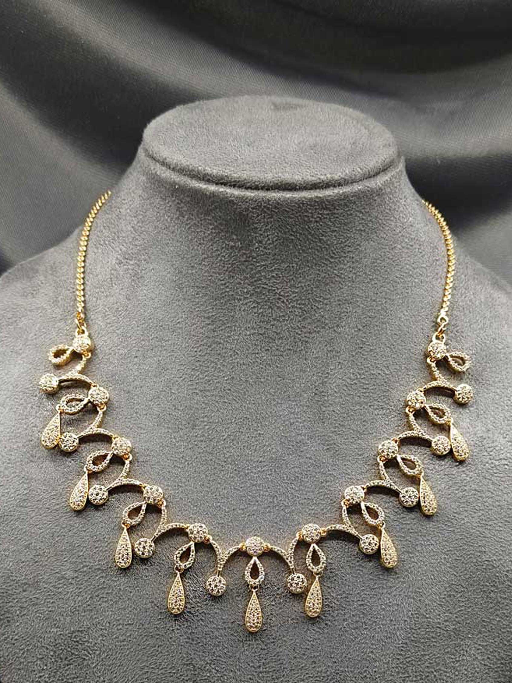 Gold-Plated Diamond -Cut CZ Necklace Set