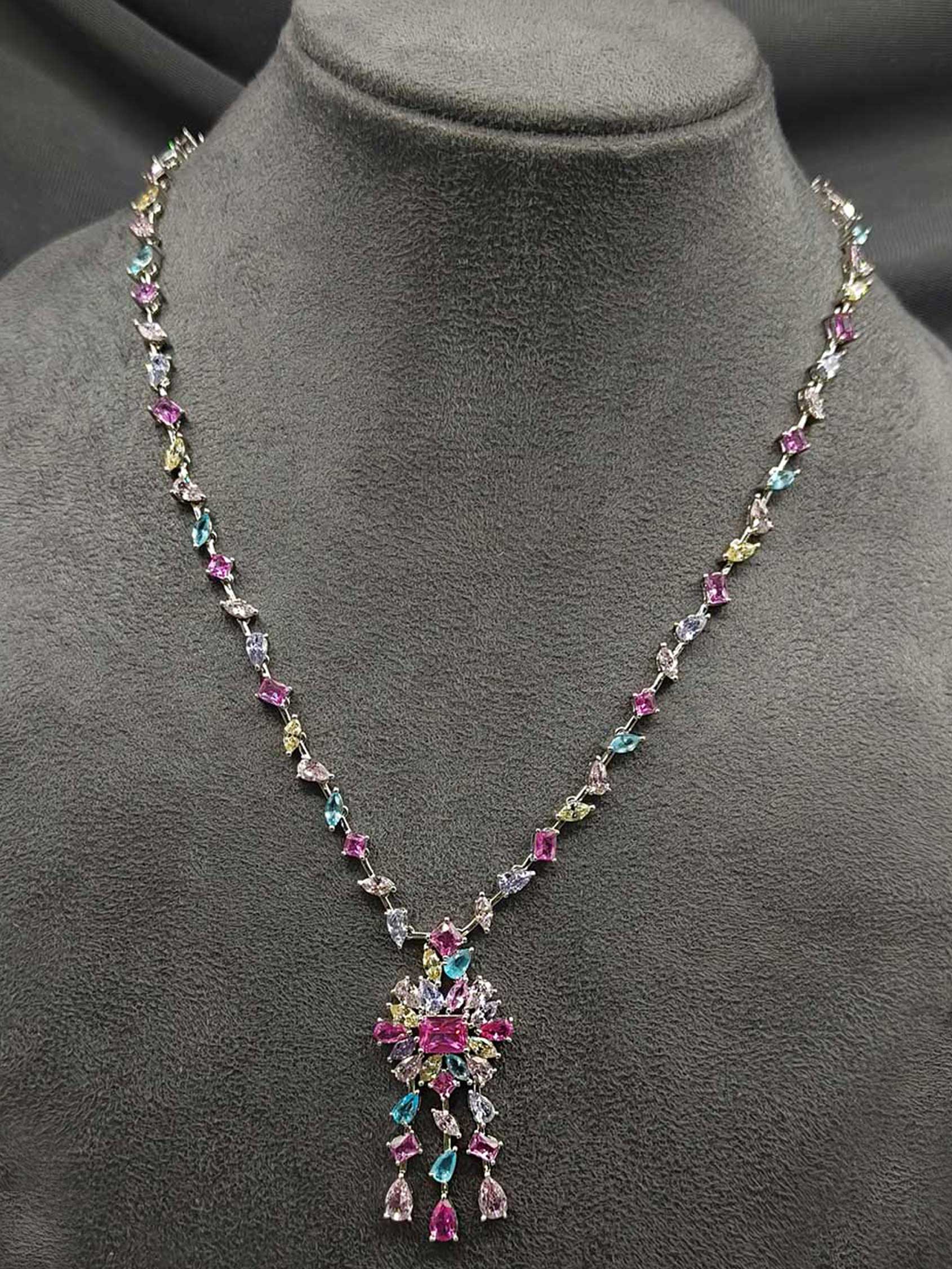 Beautiful Multi Color Stone CZ Necklace Set