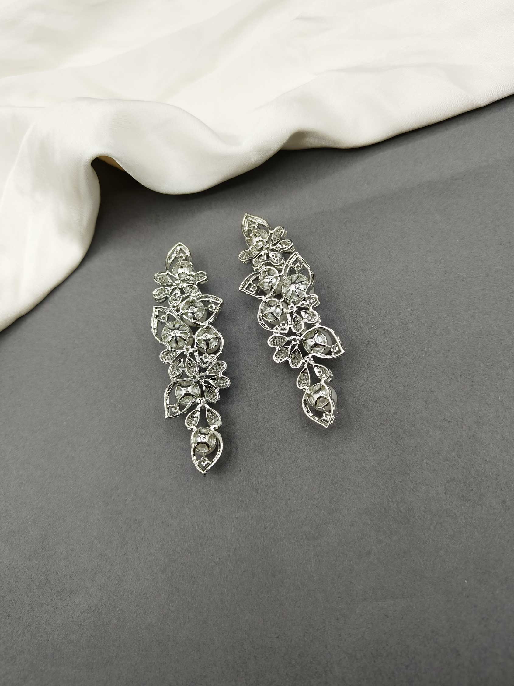 Long Pearl Drop Fusion Cubic Zircon Women Earring