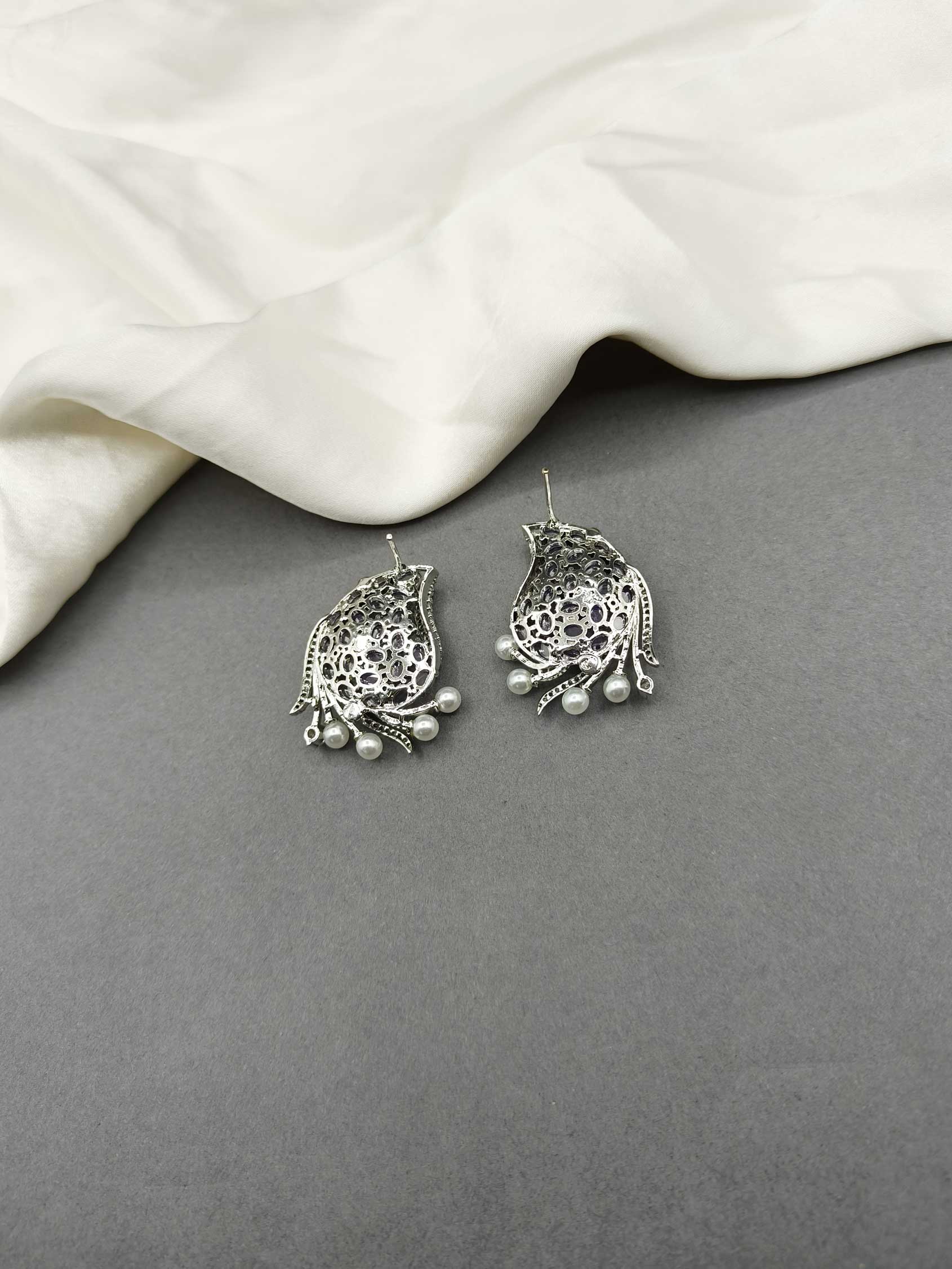 Cubic Zircon Silver-Plated Color Stone Women Earring