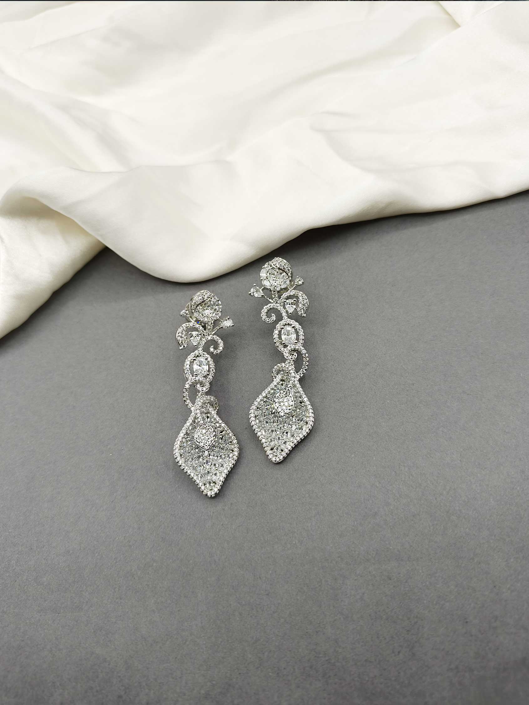 Premium Silver -Plated Cubic Zircon Long Women Earring