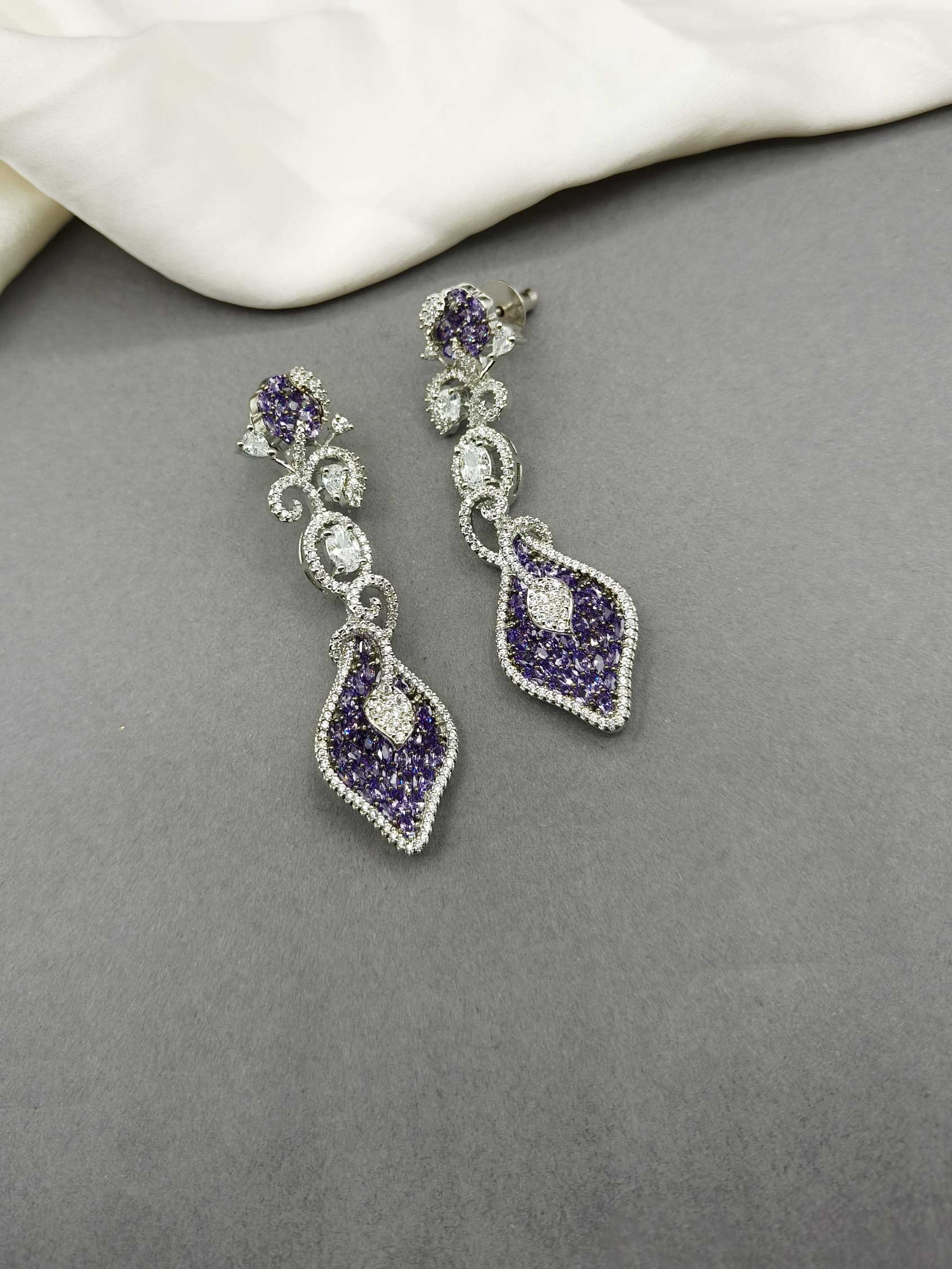 Premium Silver -Plated Cubic Zircon Long Women Earring