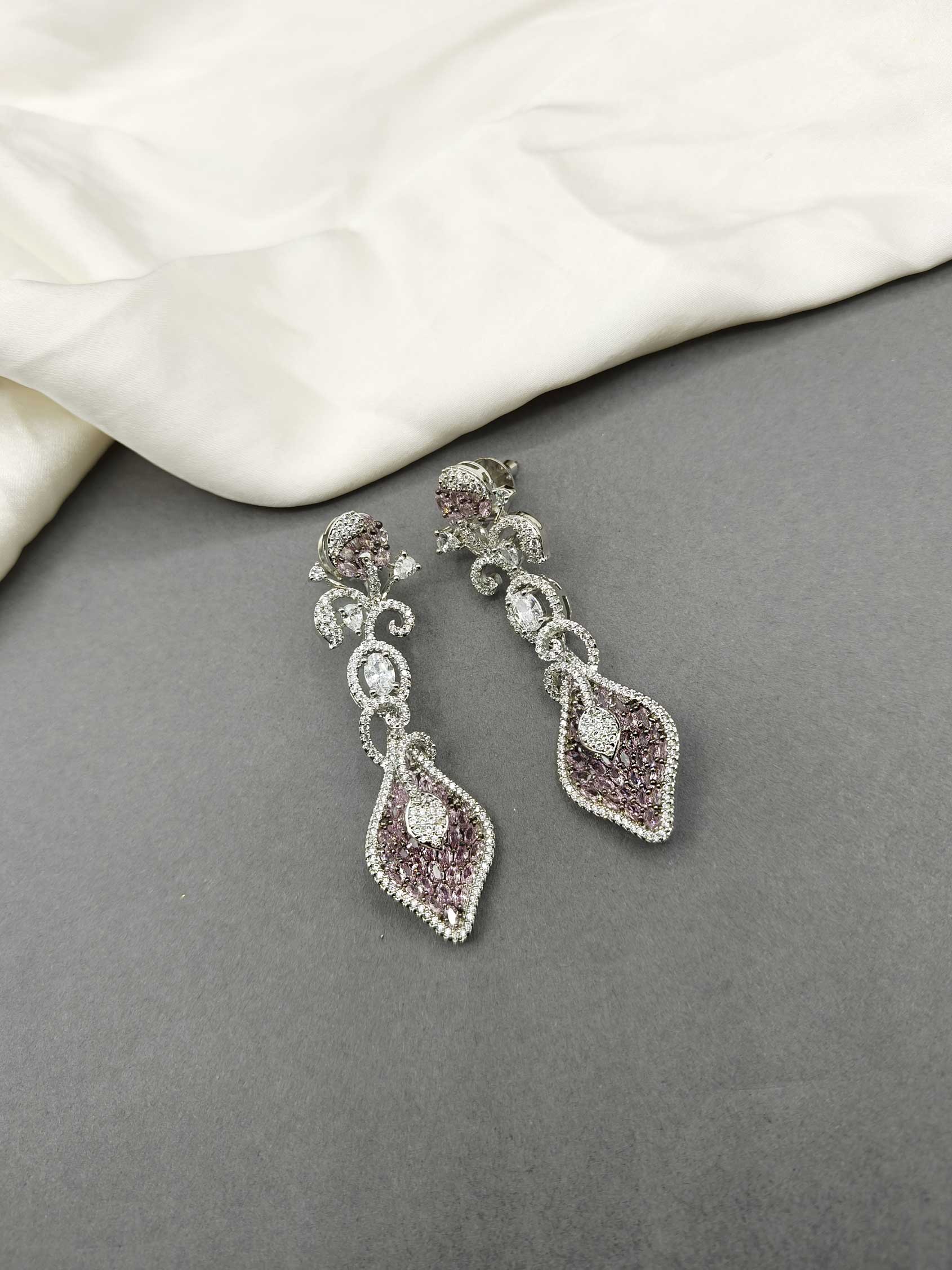 Premium Silver -Plated Cubic Zircon Long Women Earring