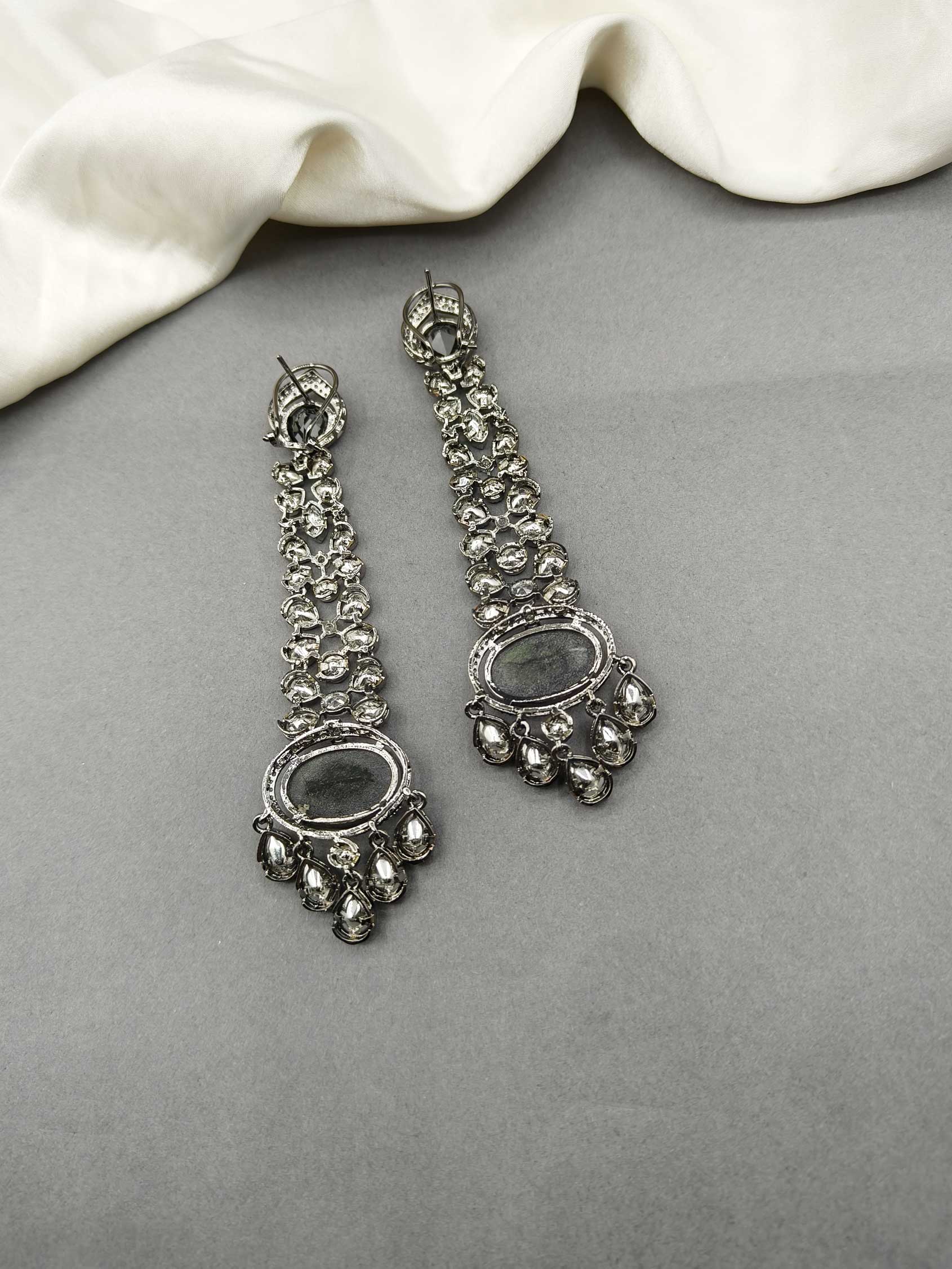 Sparkling Vintage Drop Stone Black Zircon Long Women Earring