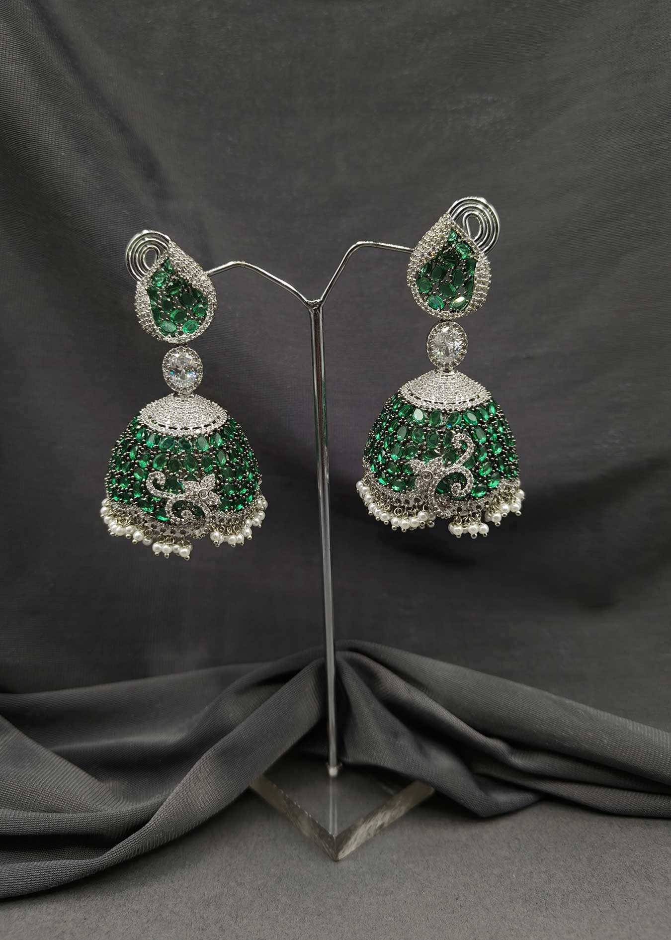 Cubic Zircon Silver-Plated Stylish Trendy Unique Designer Women earring Jhumka