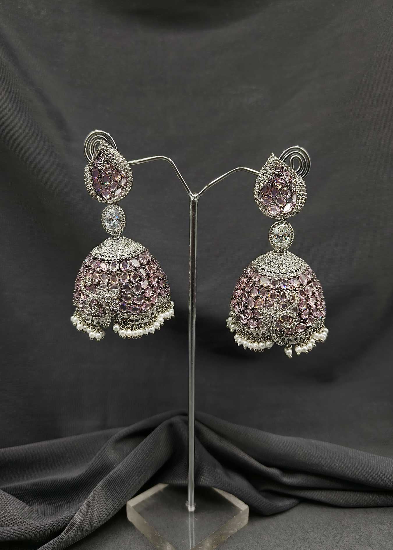 Cubic Zircon Silver-Plated Stylish Trendy Unique Designer Women earring Jhumka