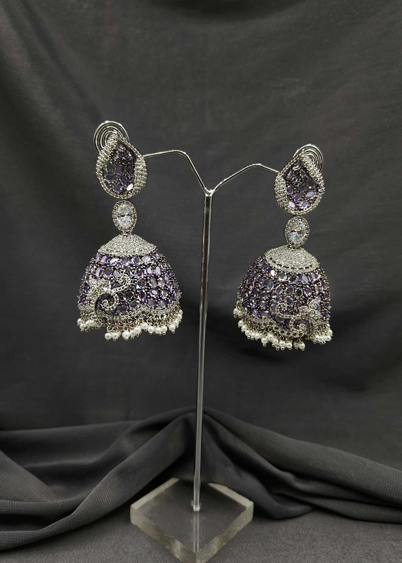 Cubic Zircon Silver-Plated Stylish Trendy Unique Designer Women earring Jhumka