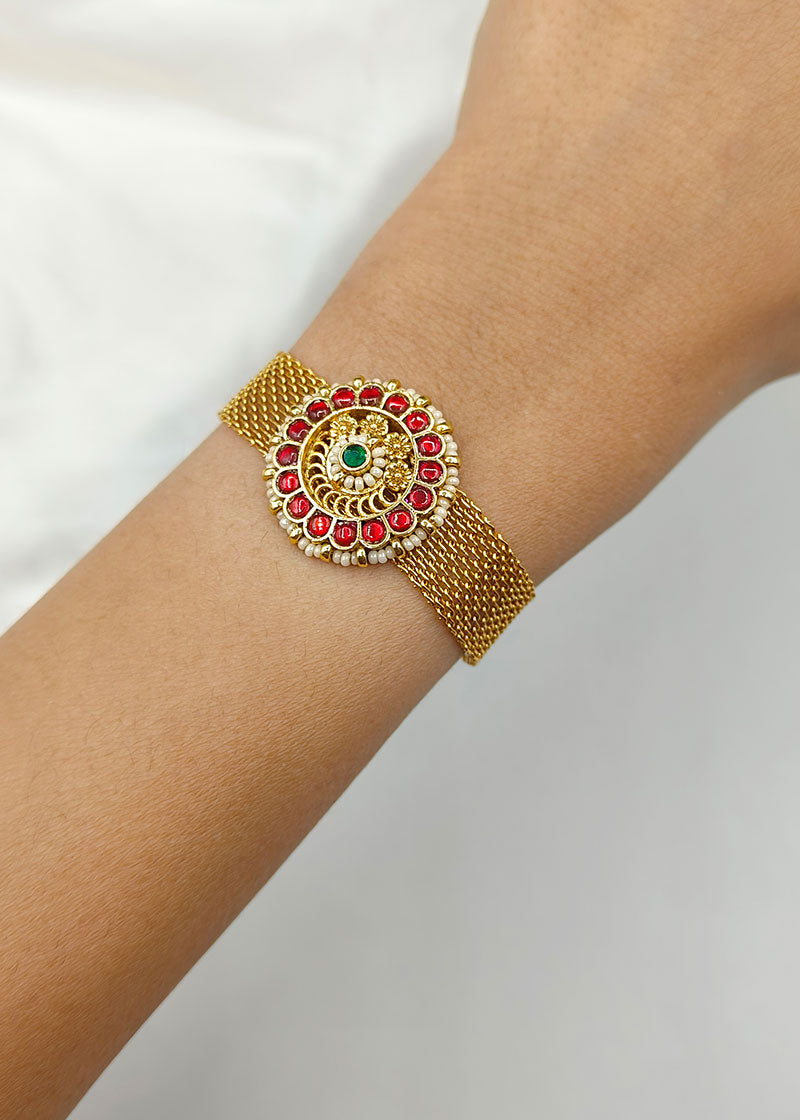 Kundan Gold-Plated Rakhi Design Women Loose Bracelet