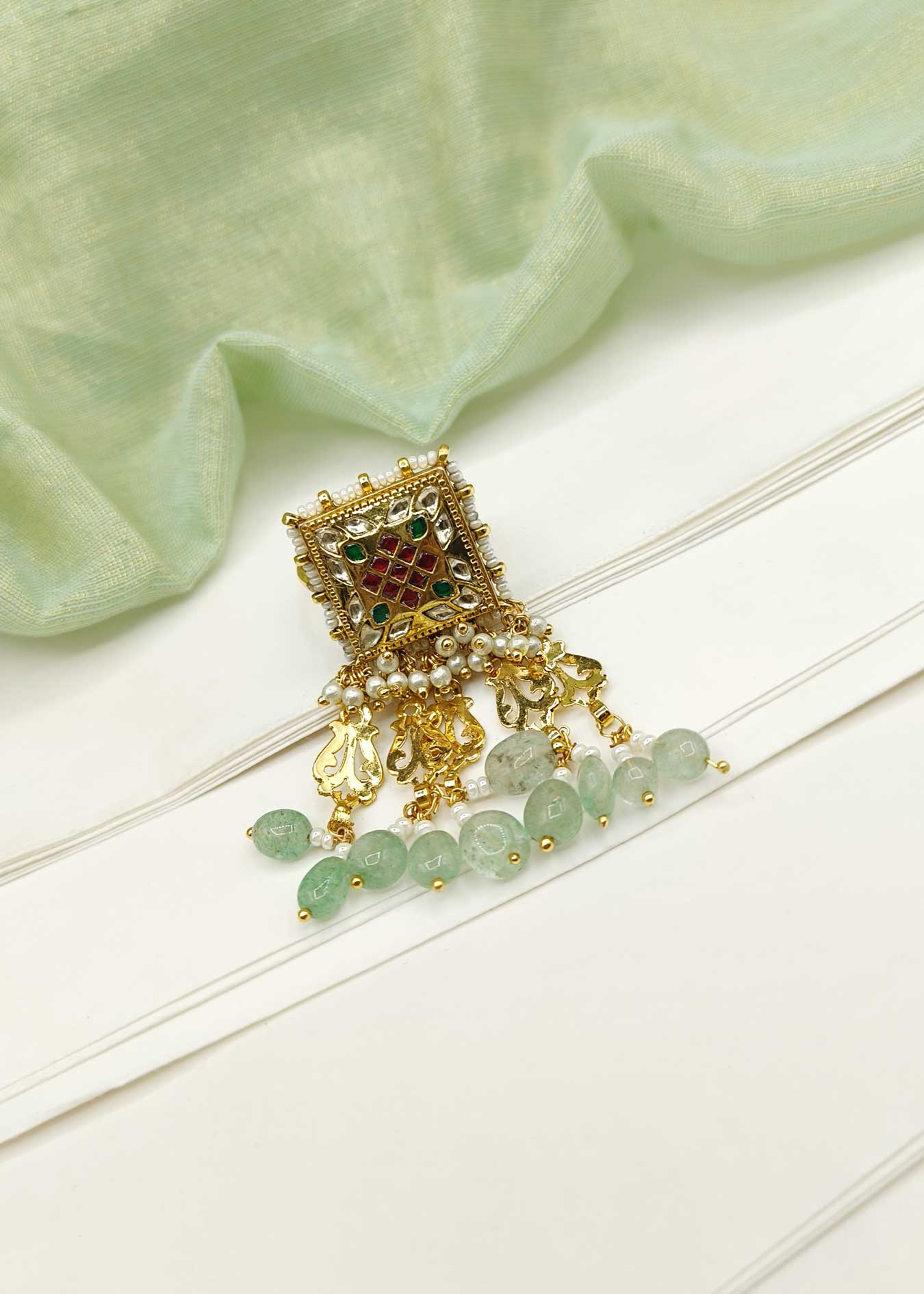 Square Shape Multi Gold-Plated Pearl Women Adjustable Finger Ring