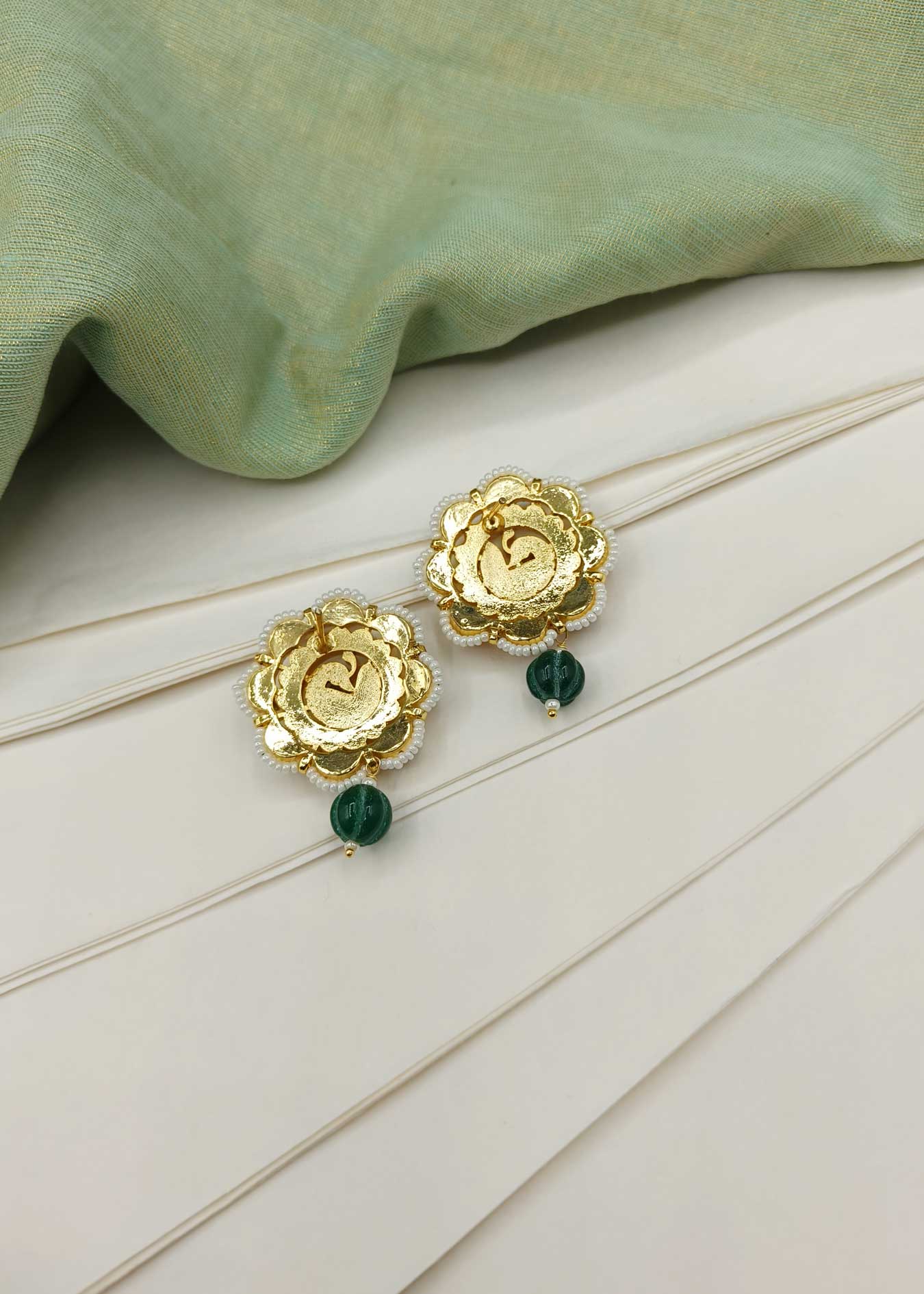 Ruby-Emerald Gold-Plated Kundan Stud Women Earring