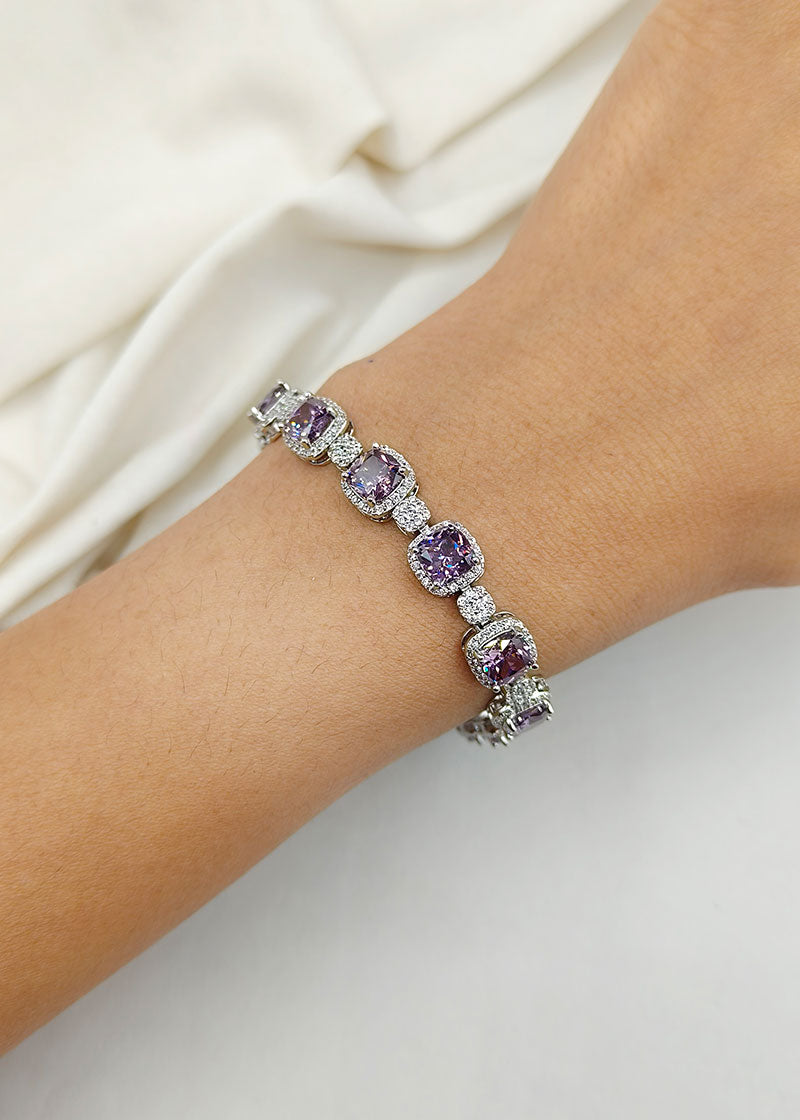 Cubic Zircon Silver Plated Beautiful Women Tennis Loose Bracelet