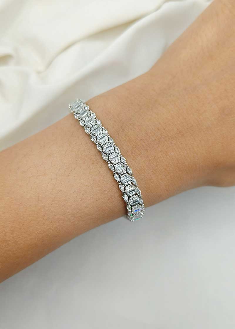 Cubic Zircon Silver Plated Treading Collection Women Loose Bracelet