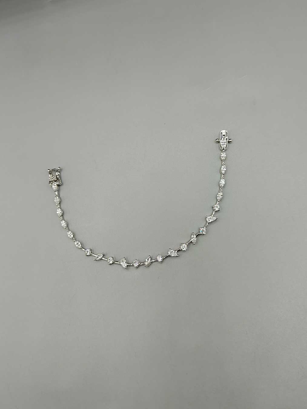 Cubic Zircon Silver Plated Marquise With Tear Drop Women Loose Bracelet