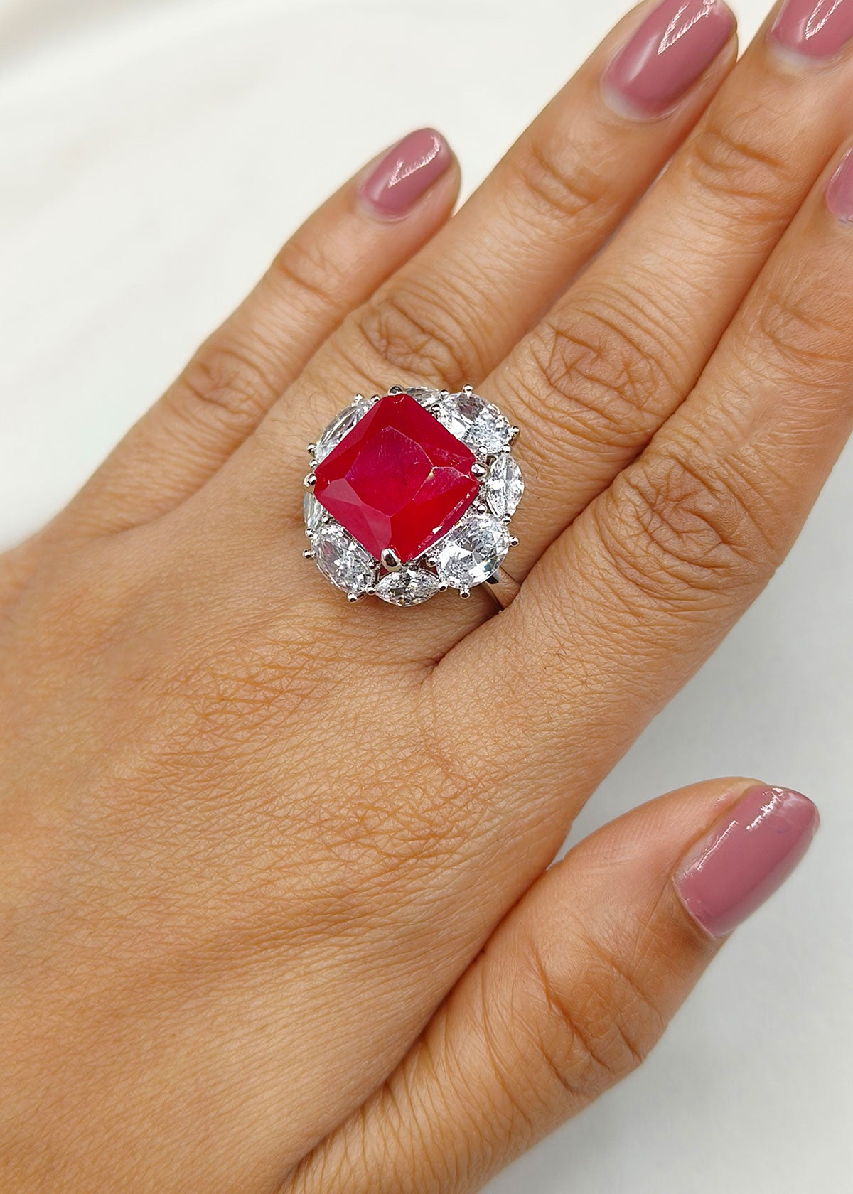 Cubic Zircon Big Adjustable Women's Finger Ring