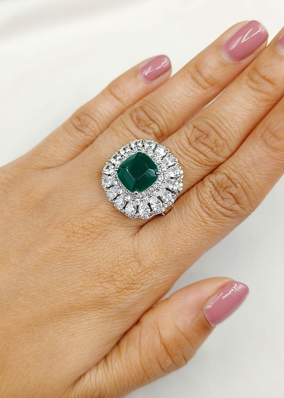 Bold And Beautiful Cubic Zircon Women's Adjustable Big Finger Ring