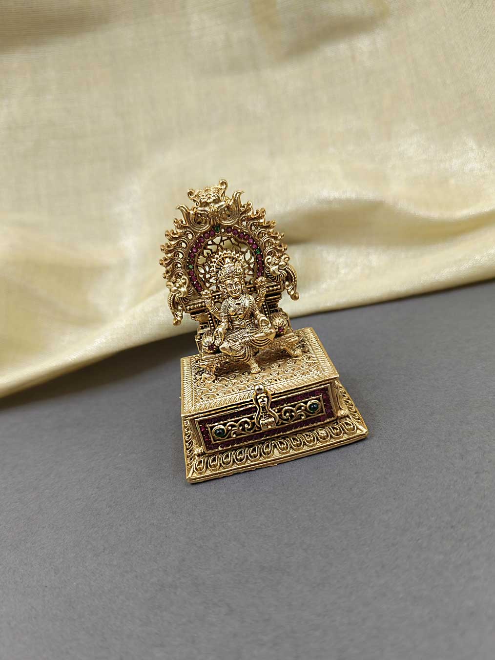 Lakshmi Gold Plated Kumkum Box / Sindoor Box