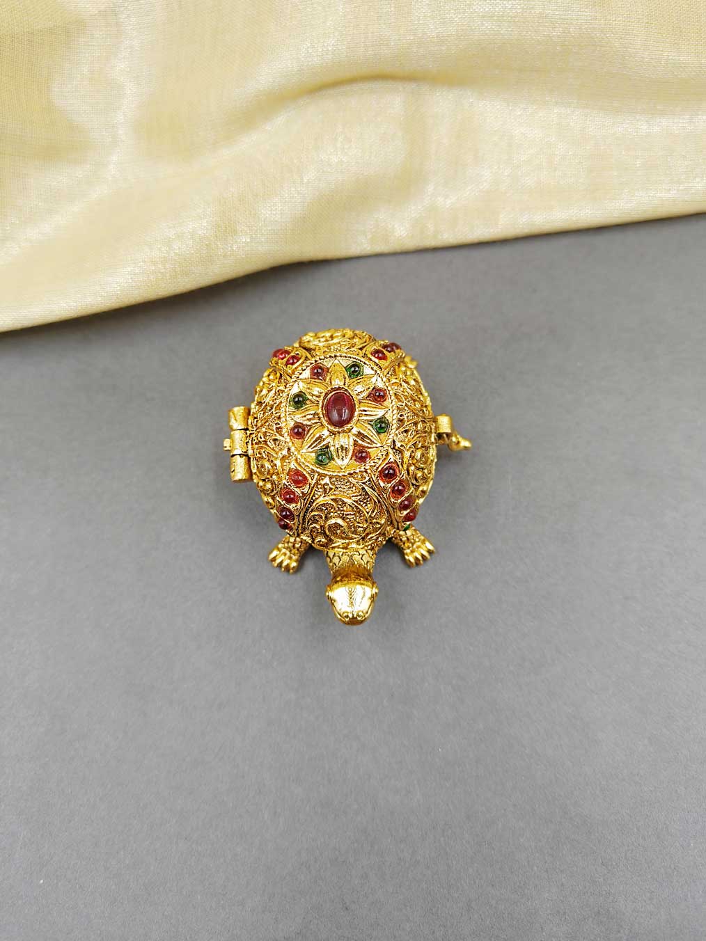 Tortoise Gold Plated Kumkum Box / Sindoor Box