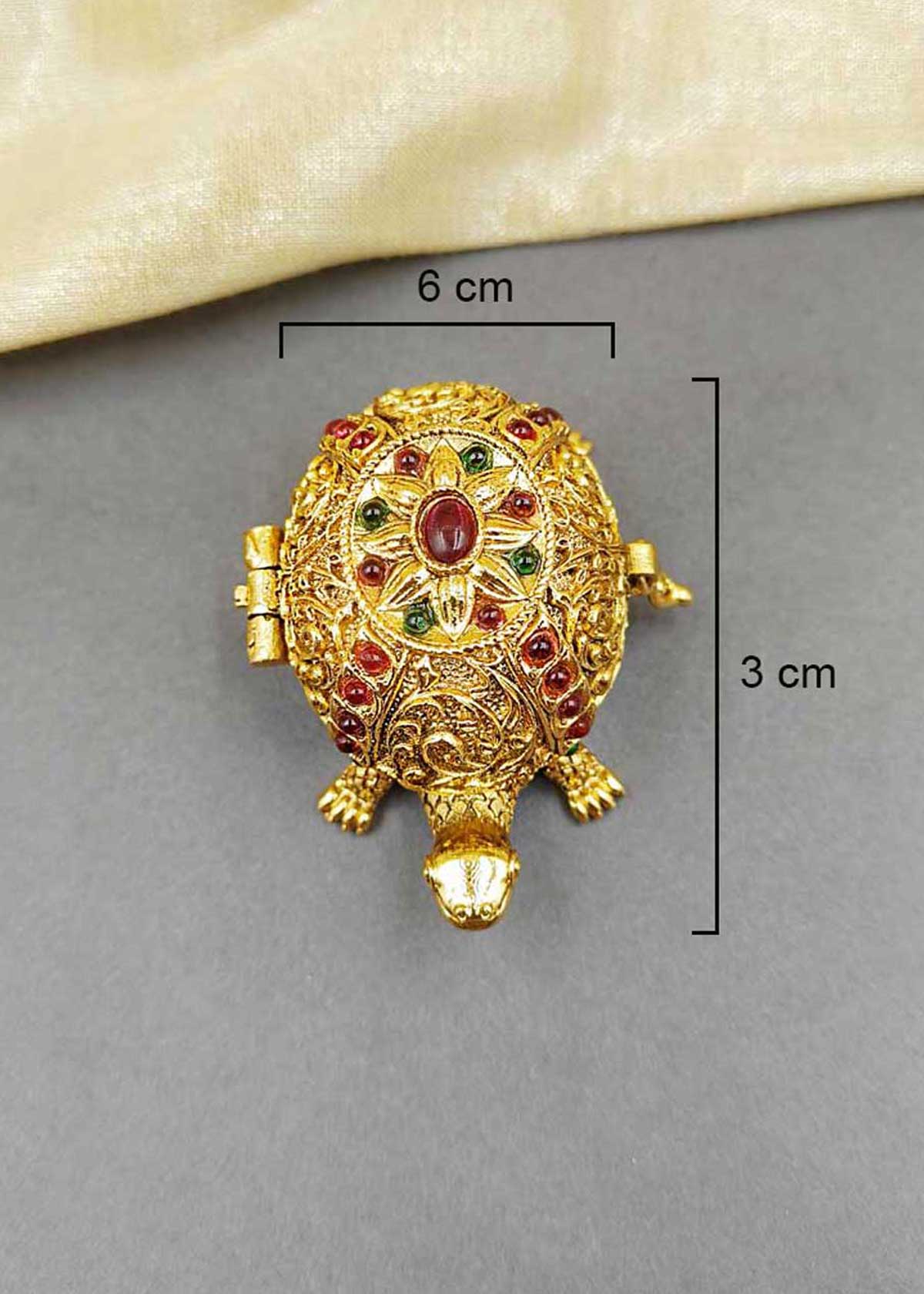 Tortoise Gold Plated Kumkum Box / Sindoor Box