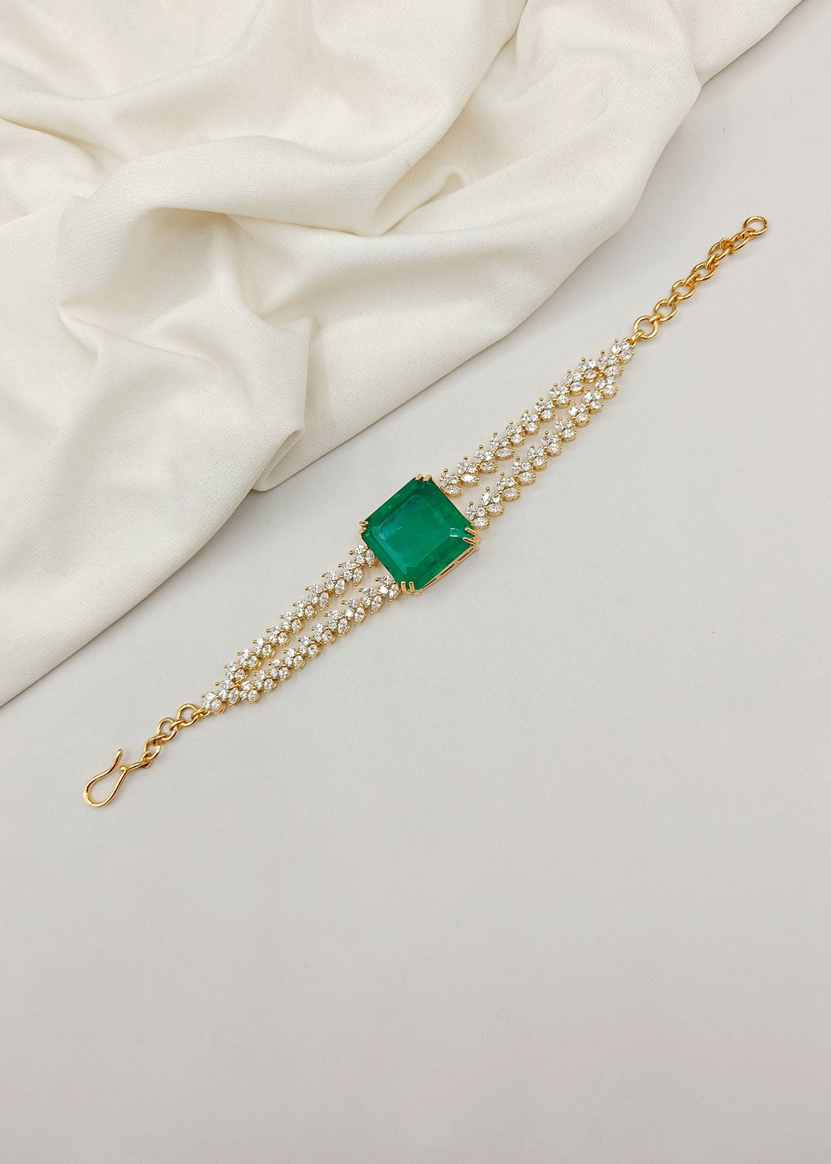 Cubic Zircon Double Layer Big Square Stone Loose Bracelet