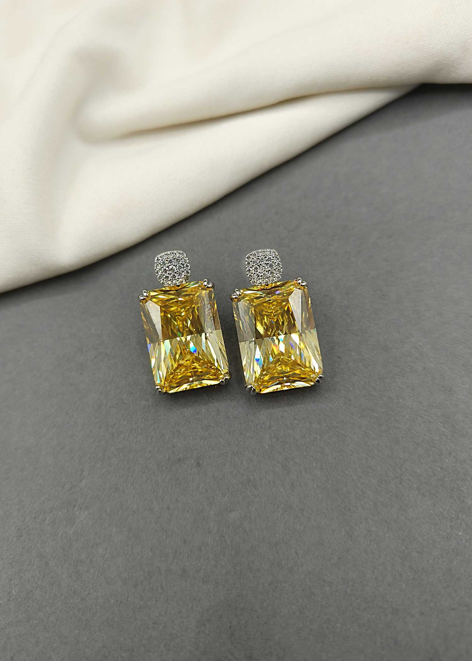 Cubic Zircon Square Shape Small Stud Earring