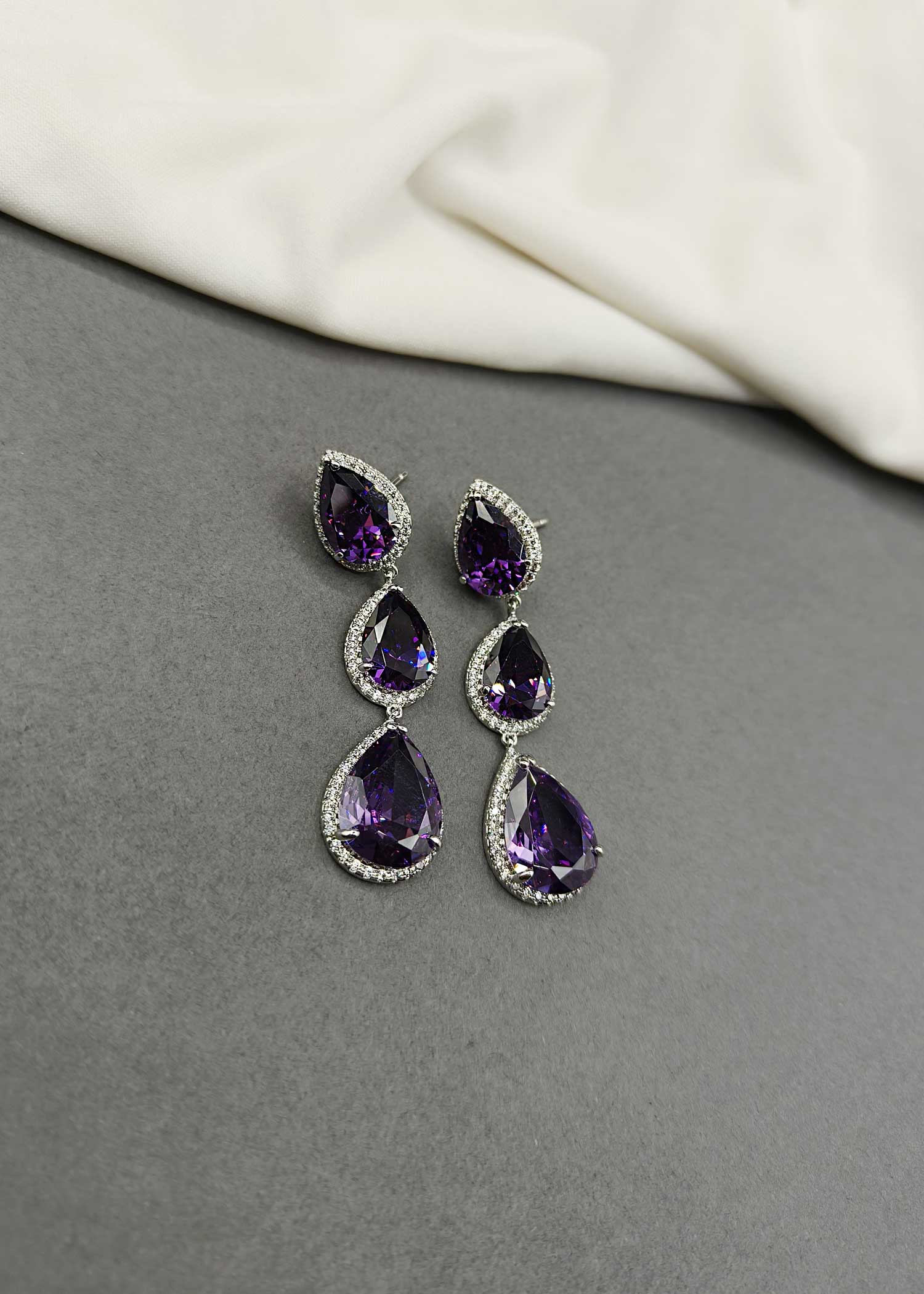 Cubic Zircon Drop Shape Long Women Earring