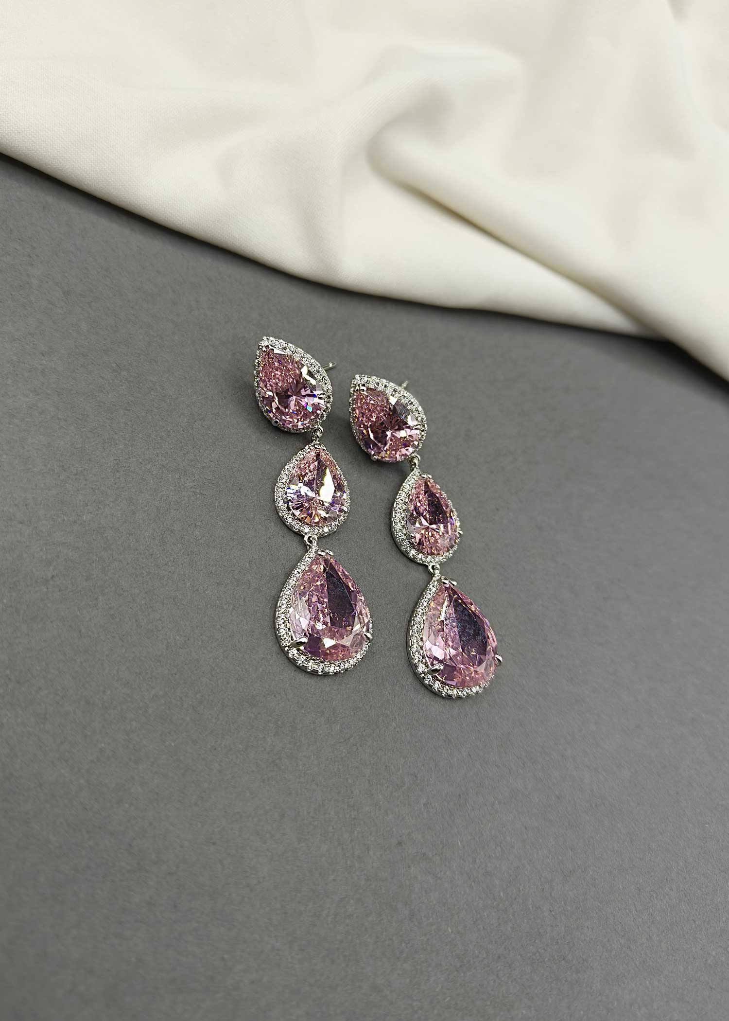 Cubic Zircon Drop Shape Long Women Earring