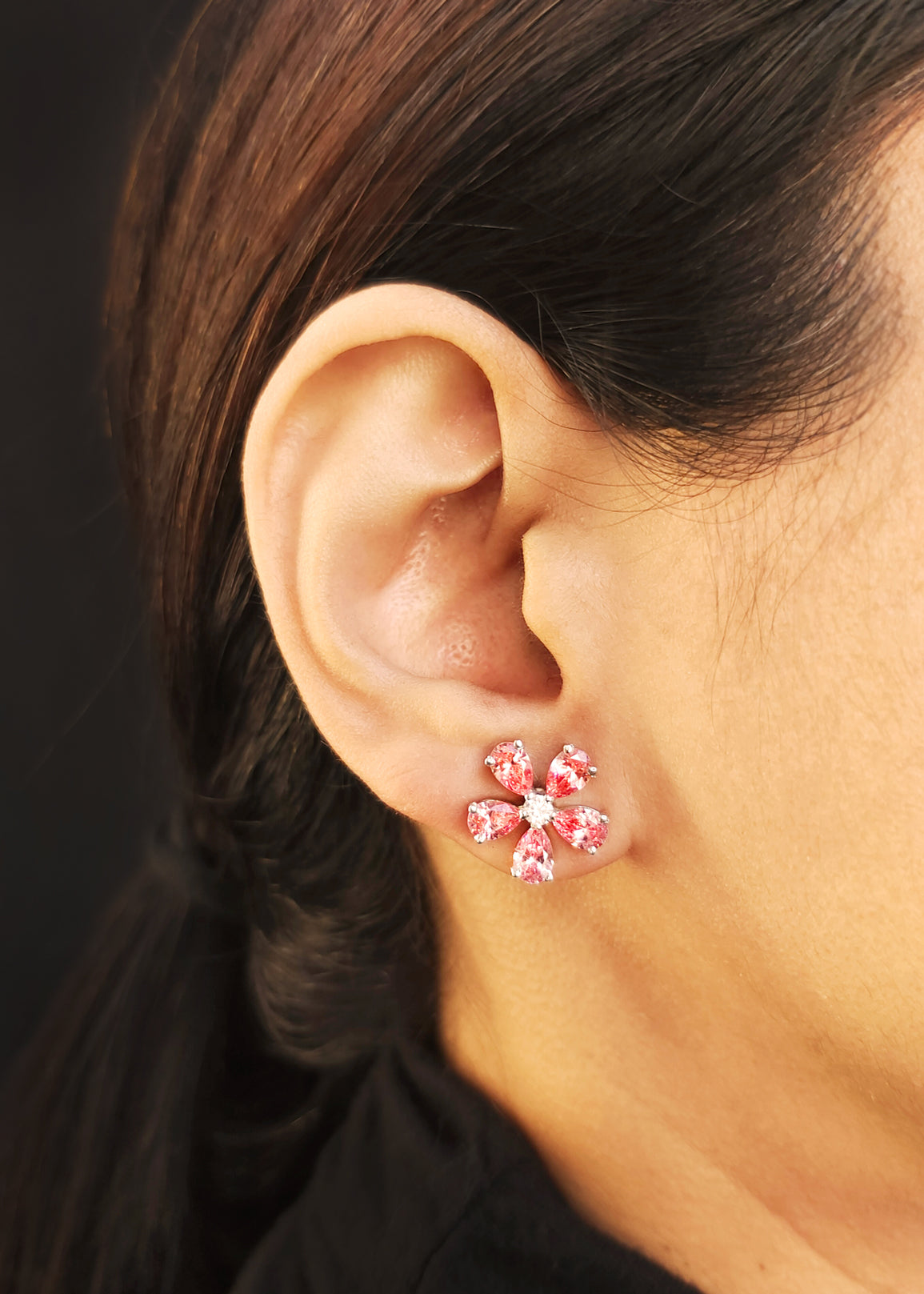 92.5 Sterling Silver Floral Designer Small Stud Earring