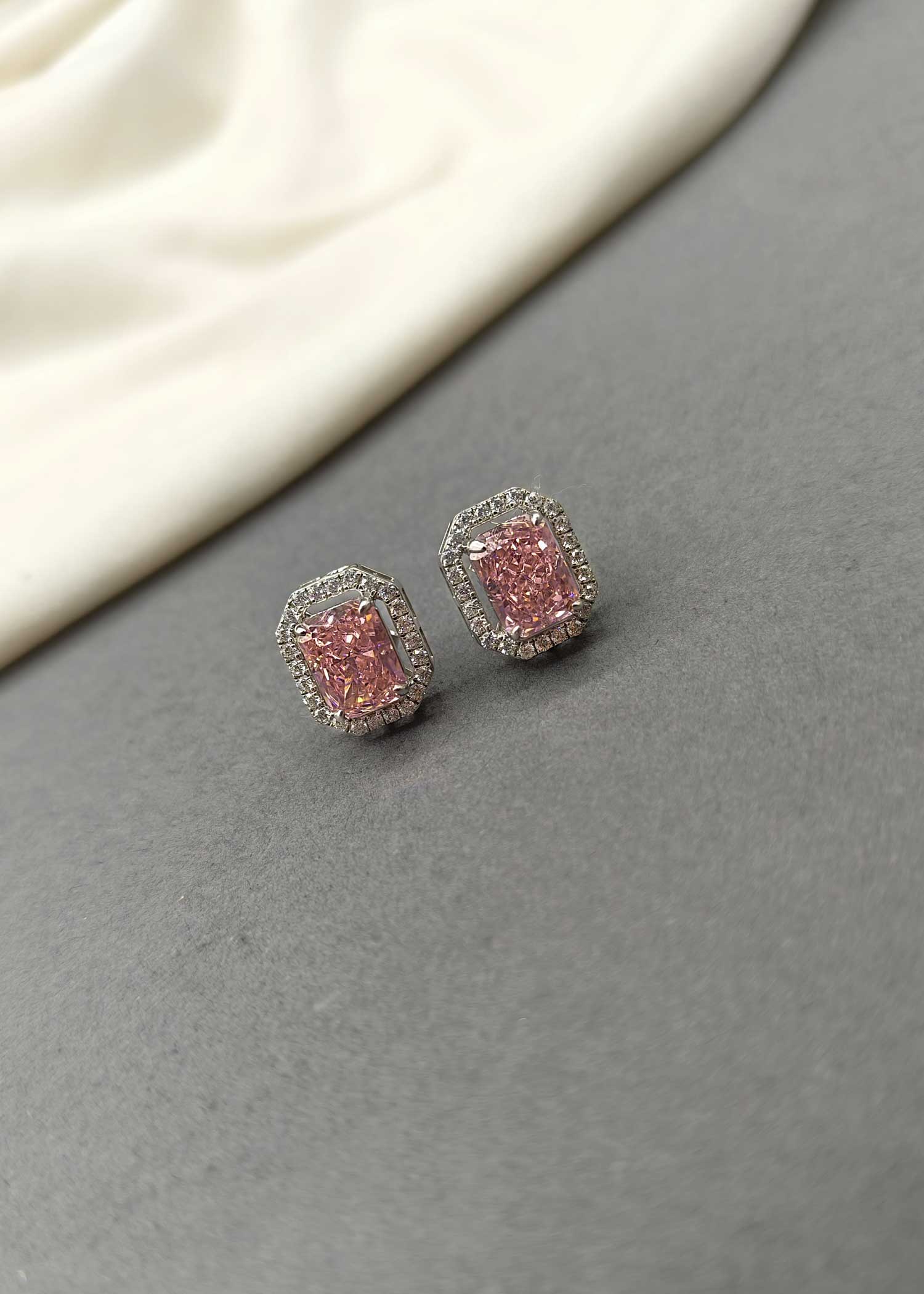 92.5 Sterling Silver Small Square Shape Stud Earring